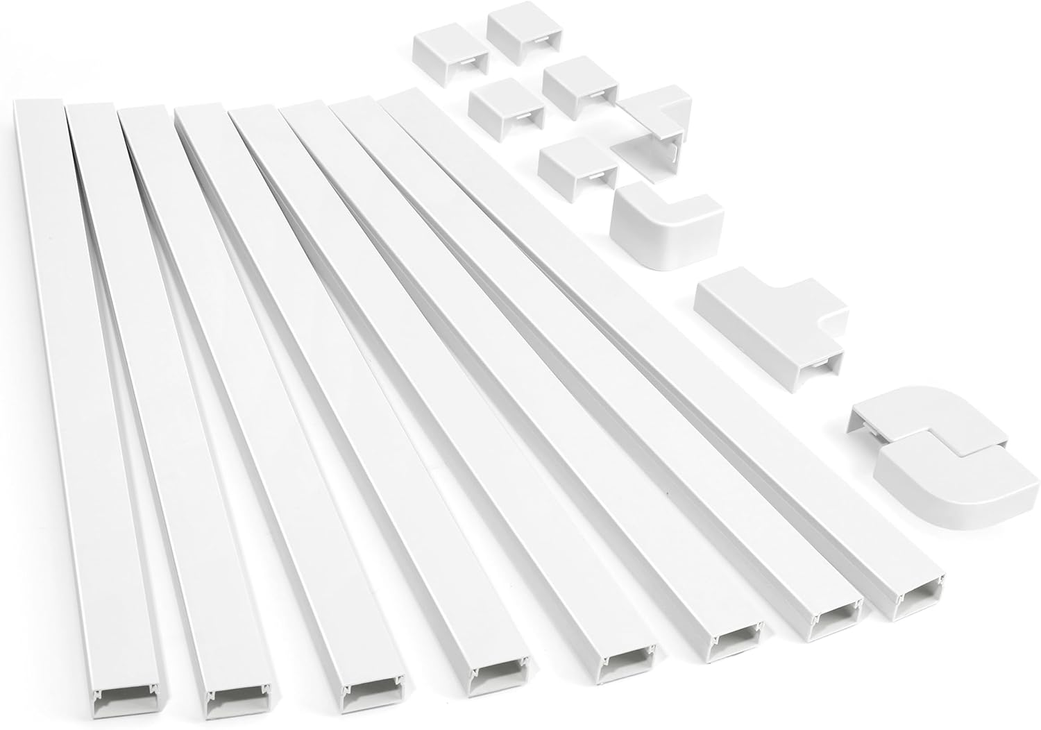 126in Cord Hider Kit,  Cord Covers for Wall Mounted TV, Paintable Wire Cover for Cords, TV Cable Hider Wall Kit, Cable Cover Wire Management, White Cords Concealer, 8 x L15.7in W0.95in H0.55in