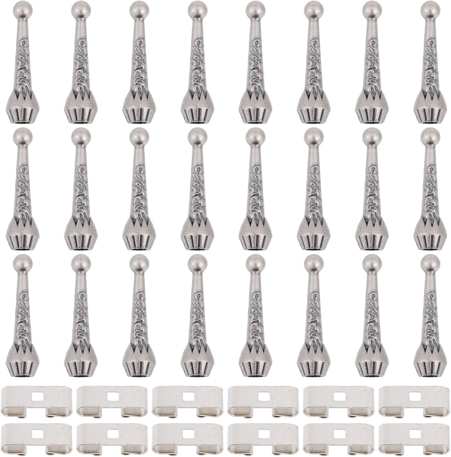 36Pcs Bolo Tie Findings Kit with 24Pcs Bolo Tie Tips Replacement End Caps and 12