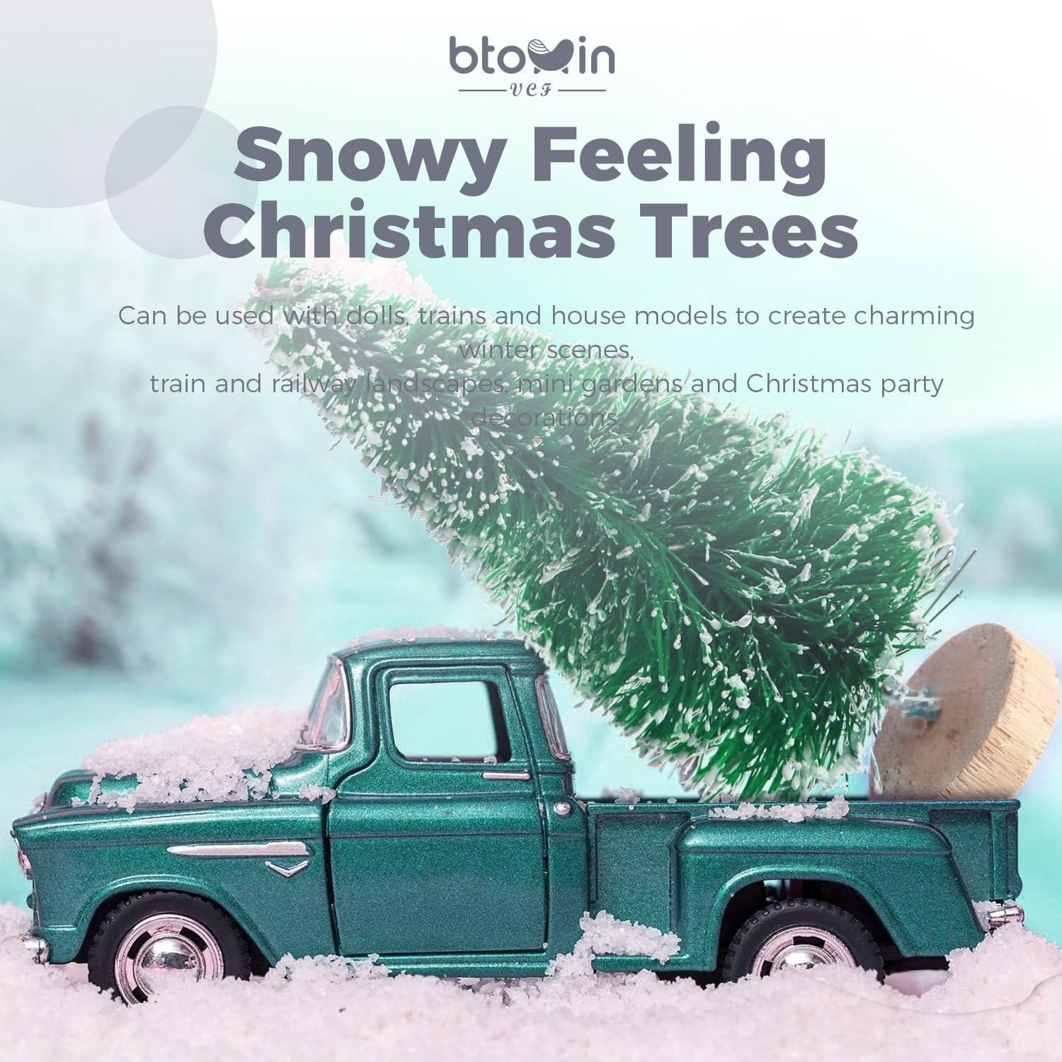30 Pcs Mini Christmas Trees, Btowin VCF 3 Color Artificial Snow Frost Trees S... - Picture 4 of 13