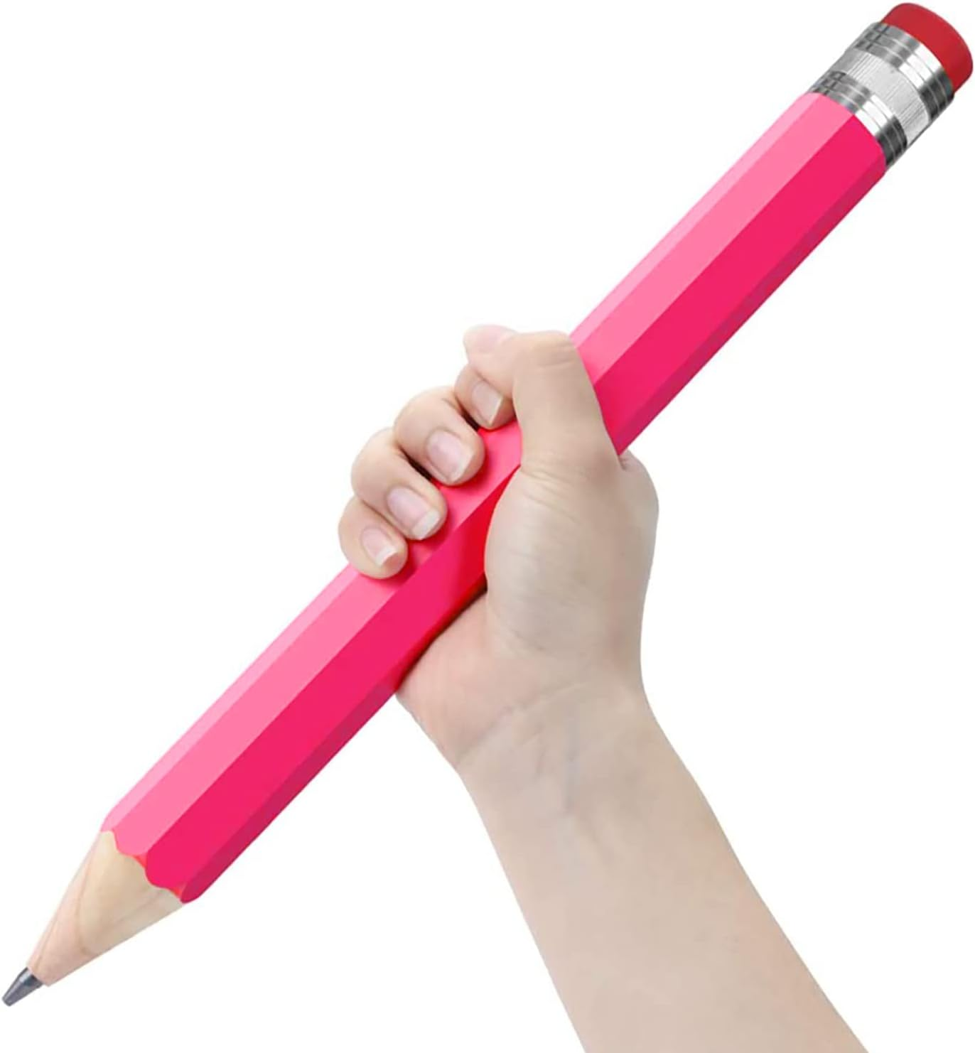 Giant Pencils for Prop/Gifts/Decor - 14 Inch Jumbo Wooden Big Novelty Pencil with Cap for Schools and Homes (Pink)