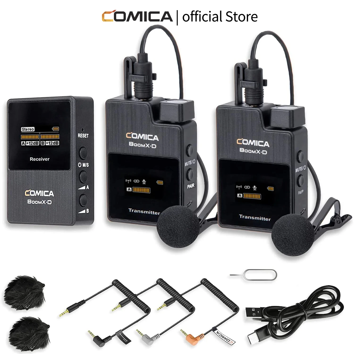 BoomX-D 2.4G Wireless Microphone Dual-channel Lapel Microphone Condenser Lavalier Mic For PC Smartphone Camera Youtube