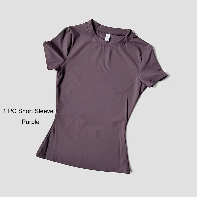 Quick-Drying Gym Leggings Set Sport Suit Short Sleeve Breathable Stretchy Slim Fitness Active Top Tight Gym Set