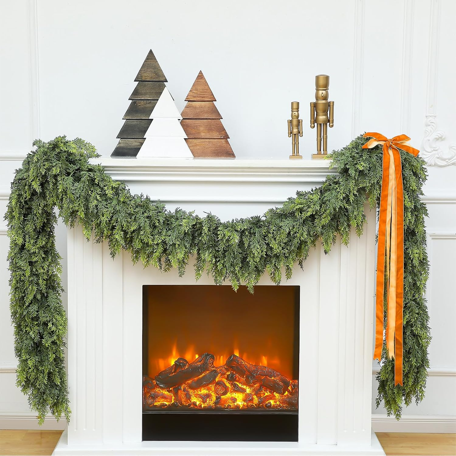 Waydress 2 Pcs 9 Ft Christmas Artificial Cedar Garland Realistic