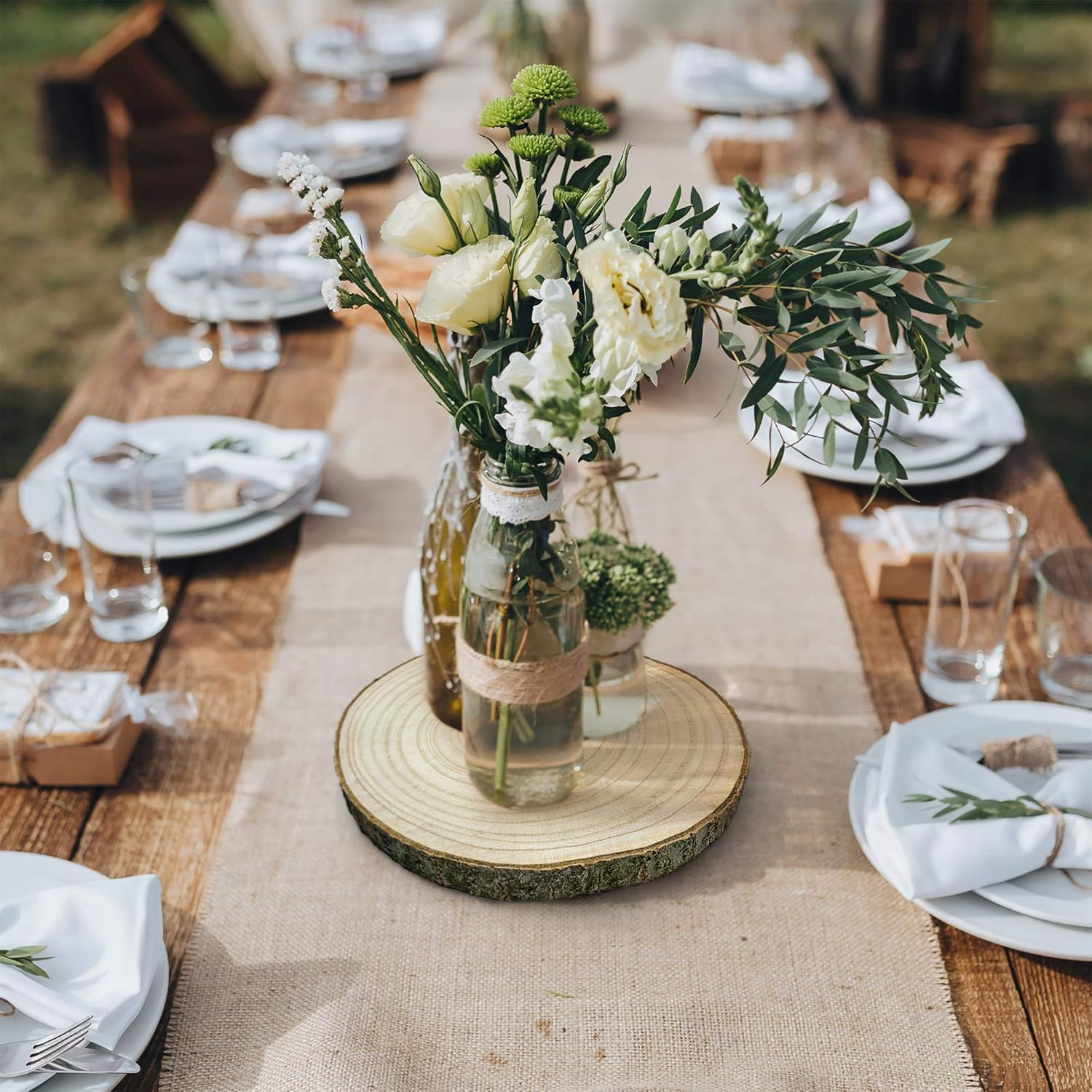(10) Pack 11-12 Inches X Large Wood Slices for Centerpieces - Wood Centerpieces for Tables, Rustic Wedding Centerpiece, Natural Wood Slabs, Thin Slices