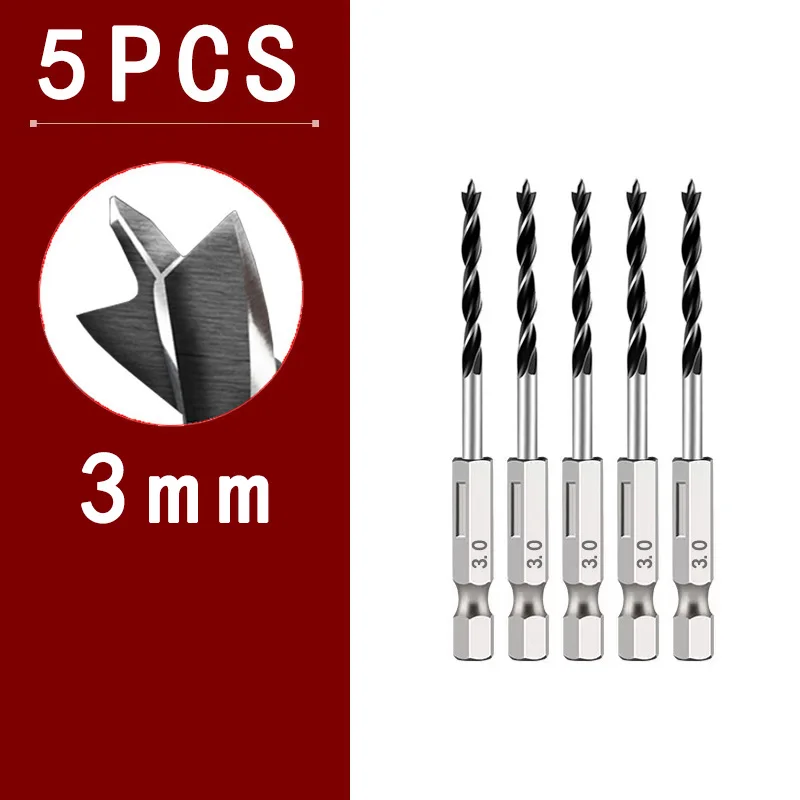 5/7Pcs Hexagonal Handle Three Point Woodworking Drill Metal Drill Kit Countersink for Wood and Metal Drilling 3/4/5/6/7/8/10Mm