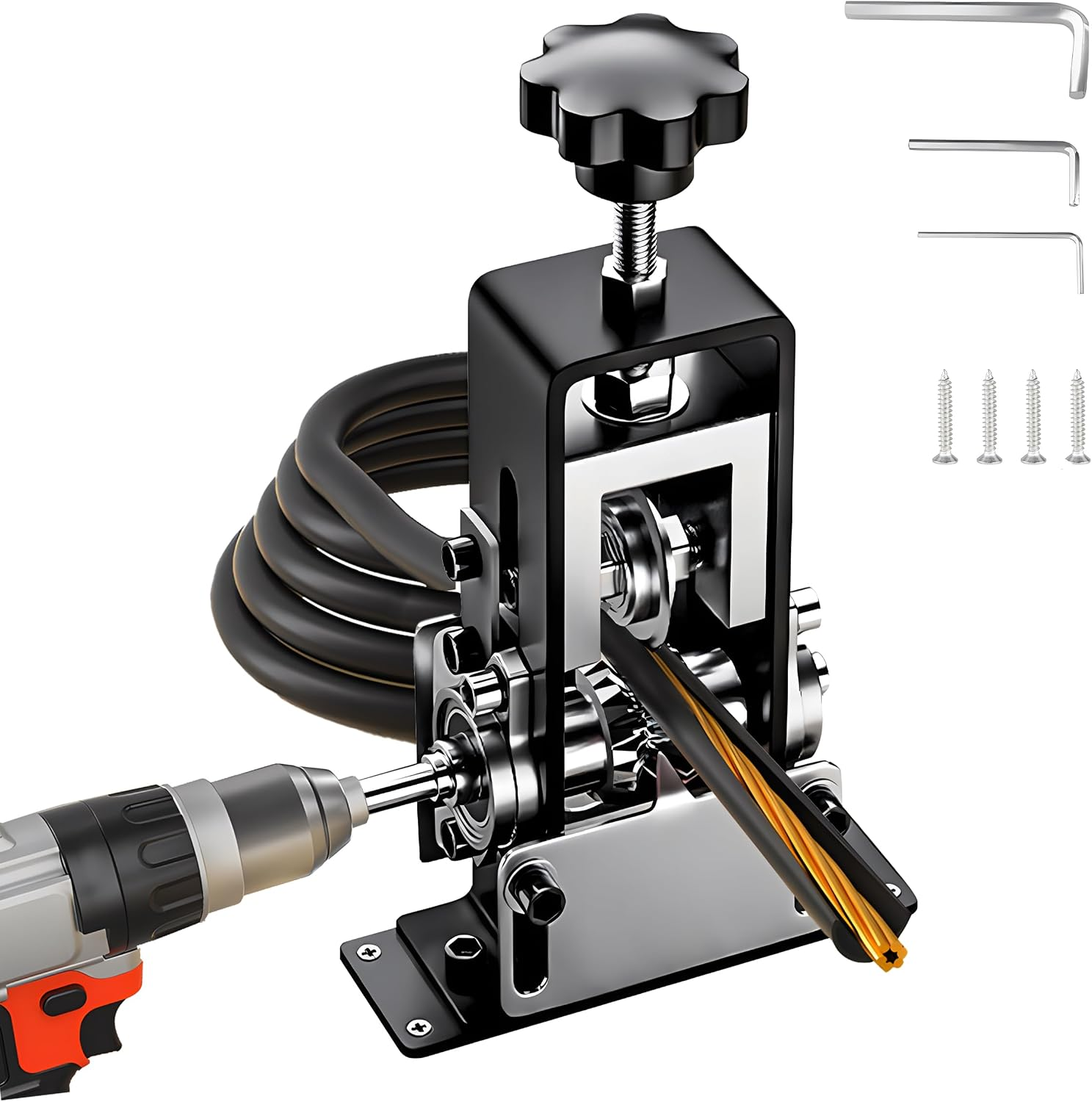 Manual Wire Stripping Machine Powered Wire Stripping Copper Wire Stripper Drill Portable Wire Stripper Electric Wire Stripping Tool for 0.04"-1" Scrap Copper Recycling