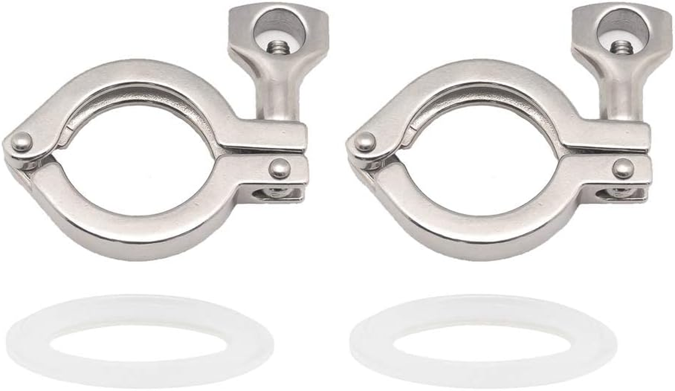 2" Sanitary Tri Clamp, 304 Stainless Steel Single Pin Heavy Duty Tri Clamp Clover with Wing Nut for Ferrule TC 2". 2Pack (2 Inch)