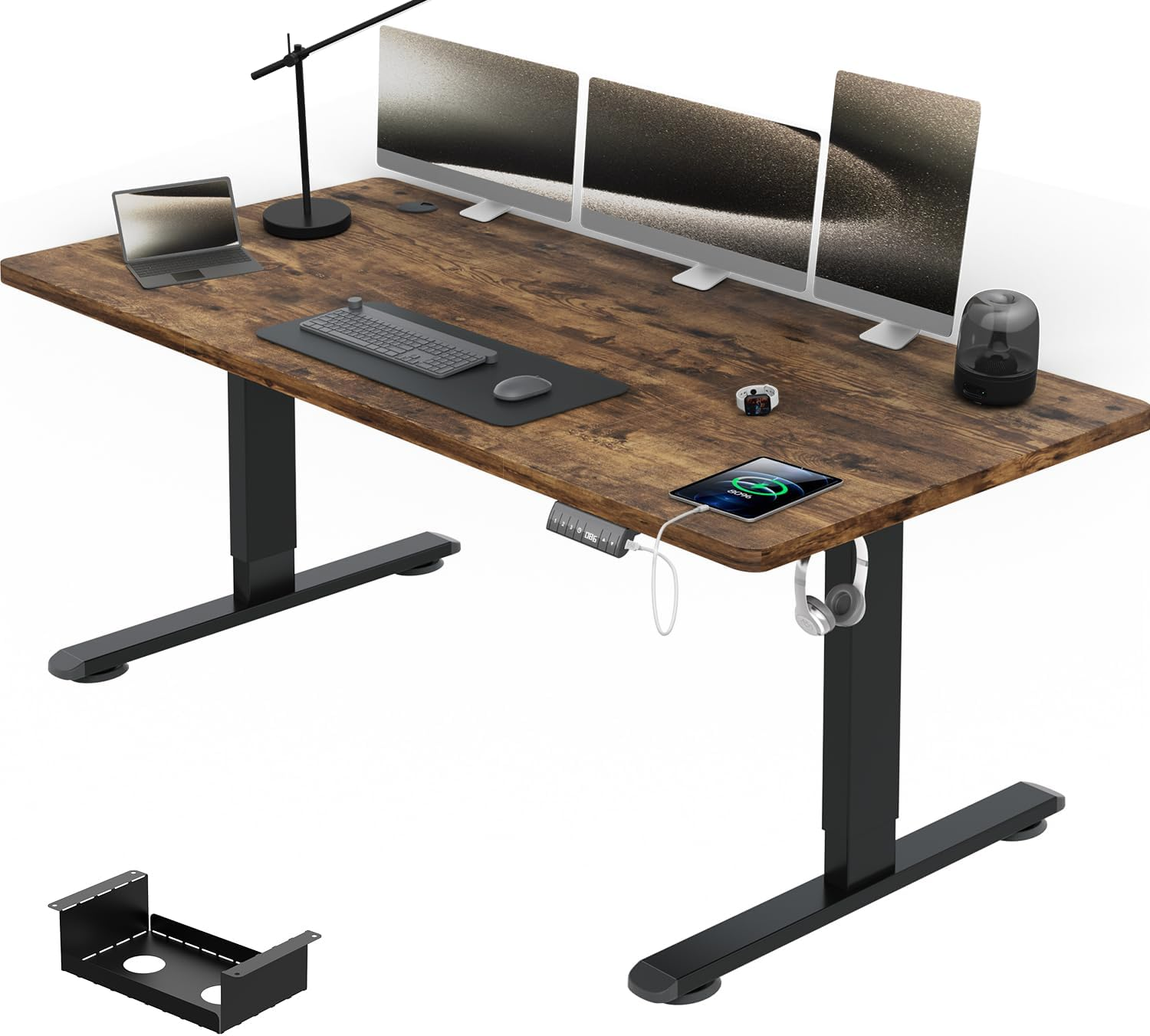Bureau Assis Debout 160X80Cm, Standing Desk, 3 Mémoires, Marron