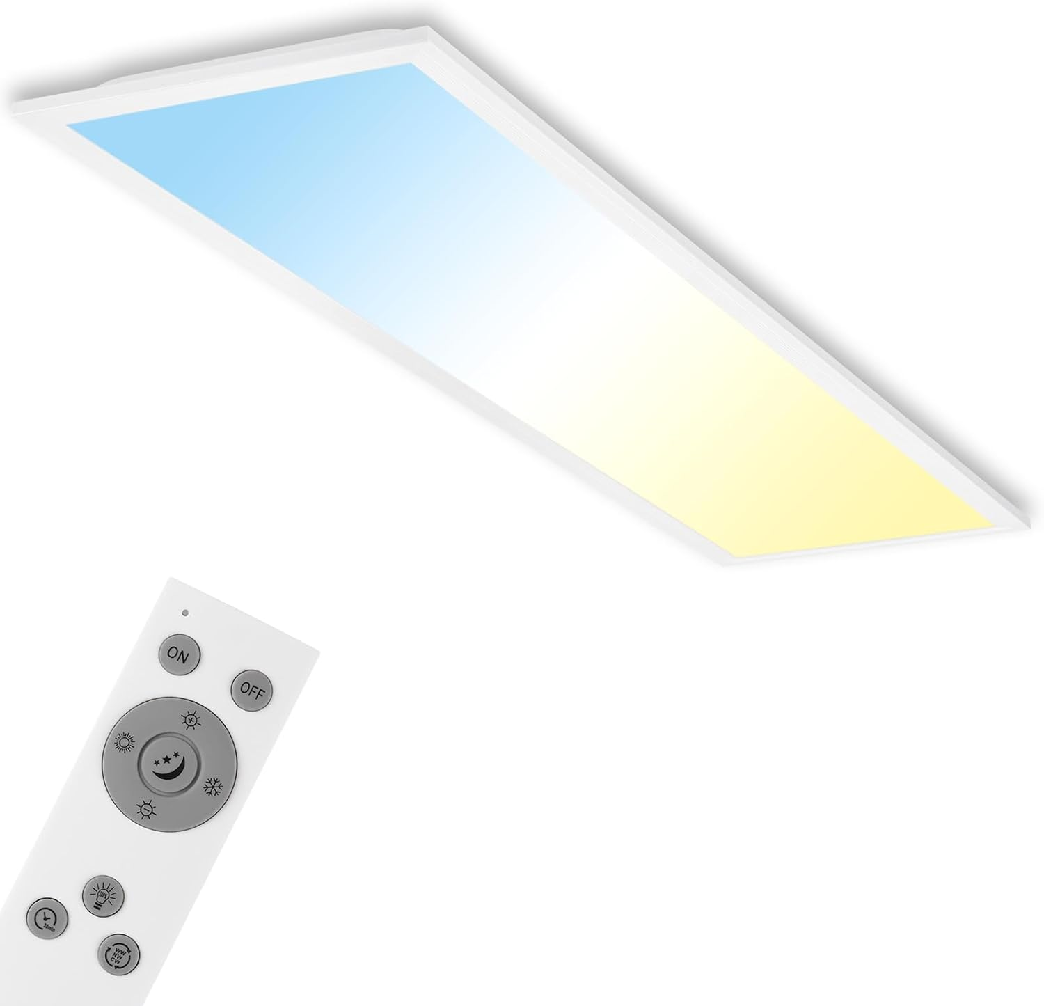 — Lampadario Led Soffitto, 100X25X6Cm (Lxpxa), Plafoniera Led Soffitto, Pannello LED Dimmerabile, Controllo Della Temperatura Del Colore, Telecomando Incluso, 24W, 2.600 Lumen, Bianco