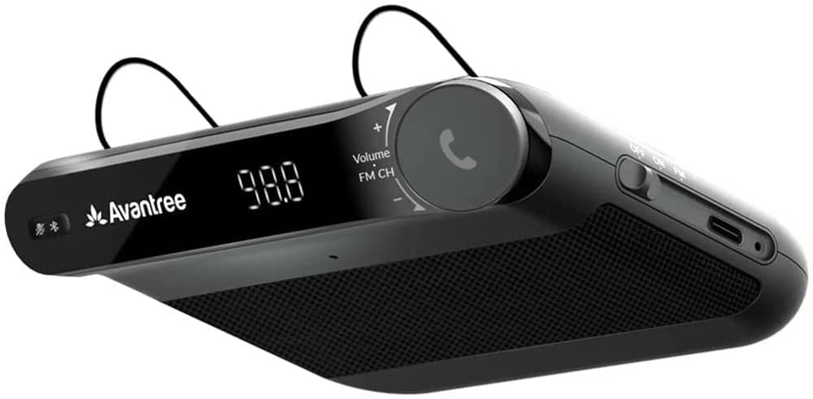 Bluetooth Car Speakerphone FM Transmitter Hands-Free Calls HiFi Sound Auto OnOff