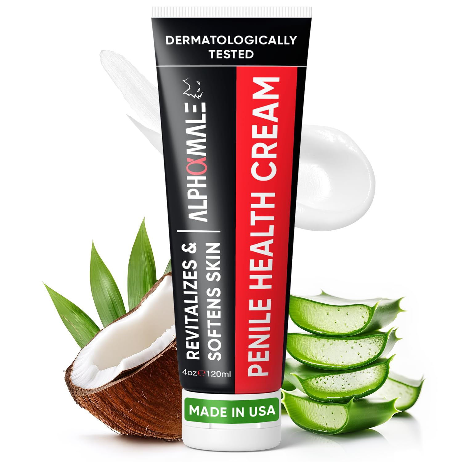 Alphamale Penile Health Cream for Men – Penile Cream Daily Moisturizer for Sensitive Skin - Foreskin Restoration - Hydrating Formula for Dryness & Irritation – Fragrance-Free – 4Oz