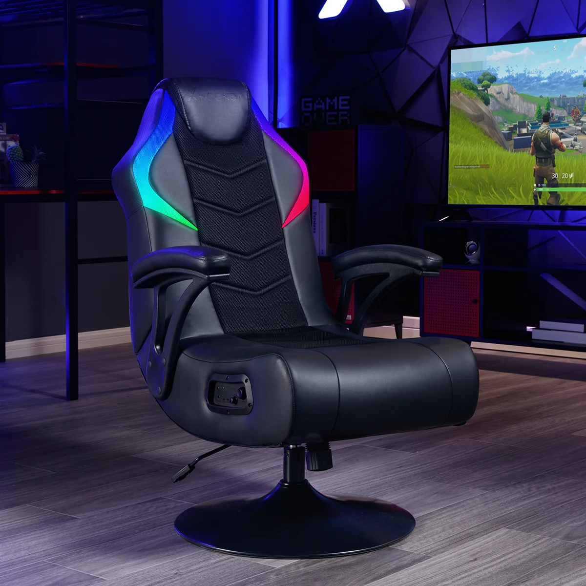 Nemesis RGB Pedestal Gaming Chair, High Tech, Adjustable Seat Height, Swivel NEW