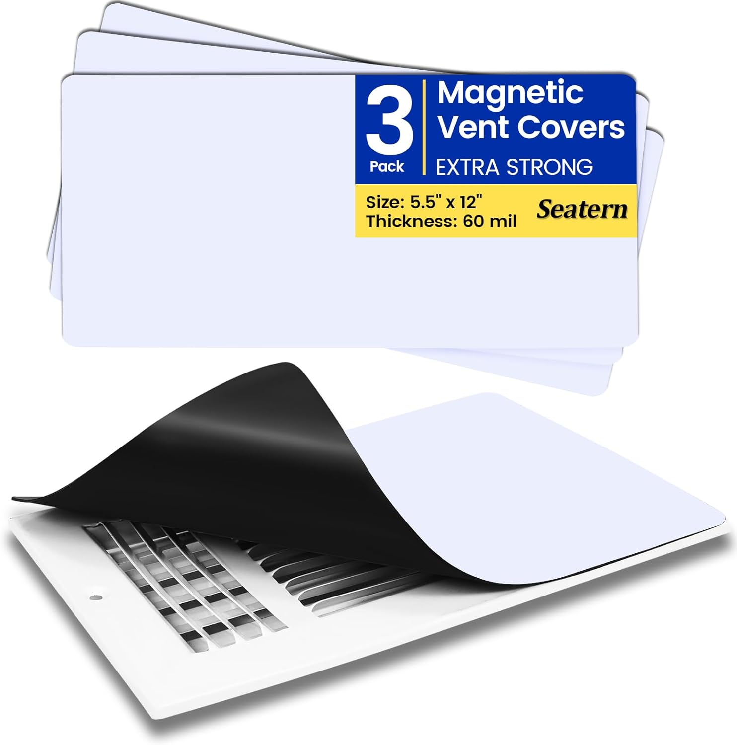 Magnetic Vent Covers, Extra Strong Magnets, White 5.5