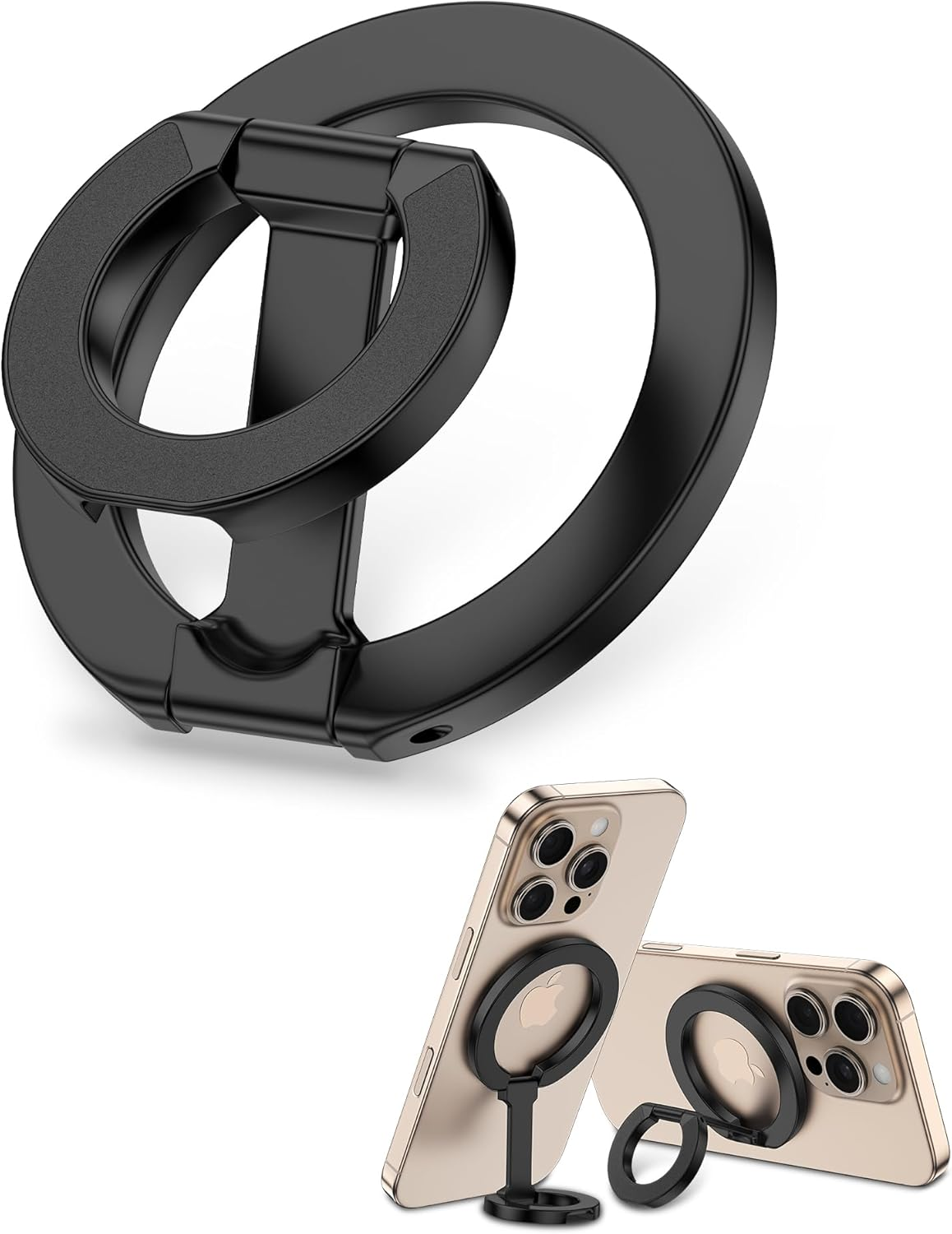 Phone Grip Holder Dual-Sided Magnetic Finger Ring Adjustable Kickstand Loop for iPhone 16 Pro Max/15 Plus/14 Pro/13 Mini, Samsung, Magnet Cellphone Stand Grip Compatible with Mag Car Mounts