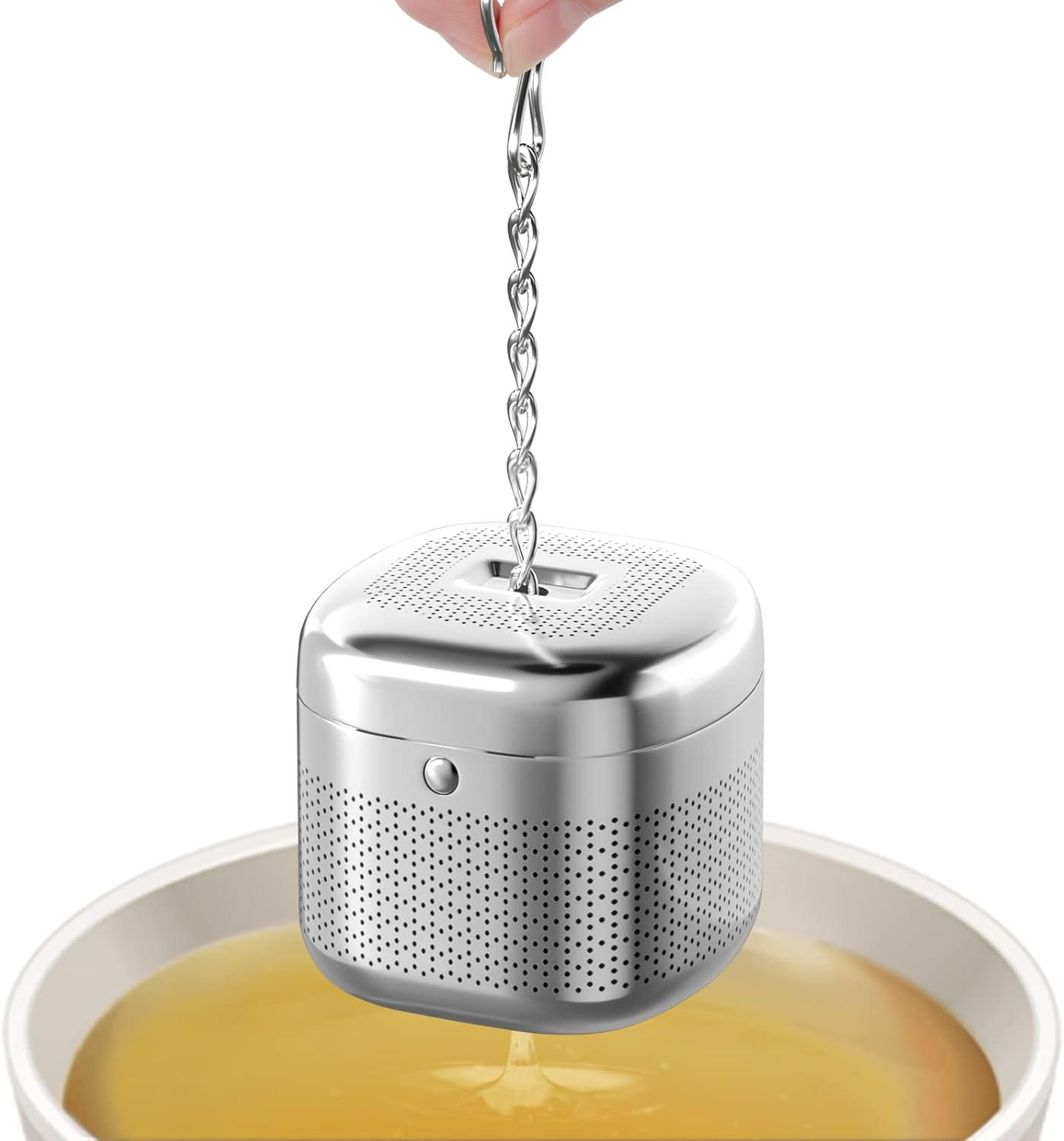 Reinmoson Tea Balls - Stainless Steel Mesh Infusers for Loose Leaf Tea, Retractable Chain Design, Set of 30
