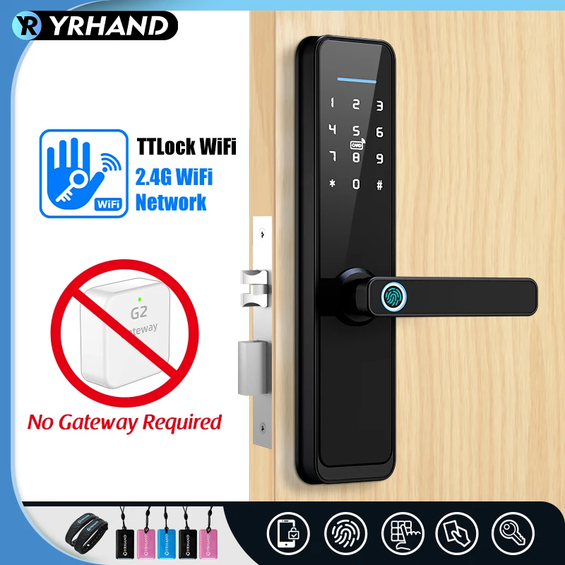 New Ttlock Wifi Electronic Smart Door Lock With Biometric Fingerprint Work with Google home Aleax For home or Hotel