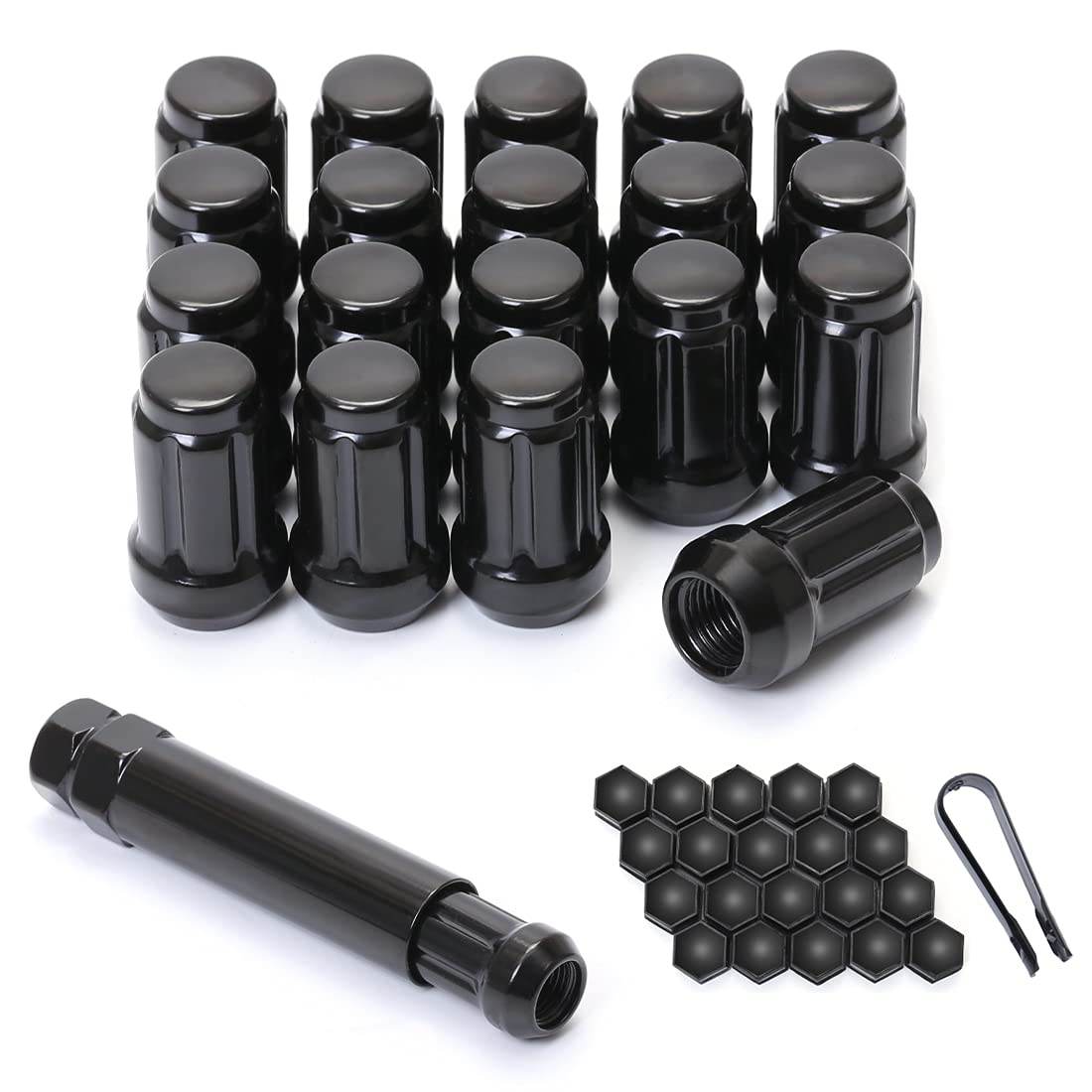 M12x1.5 Lug Nuts M12-1.50 Lug Nuts Black Spline Lug Nuts 12x1.5 1.38