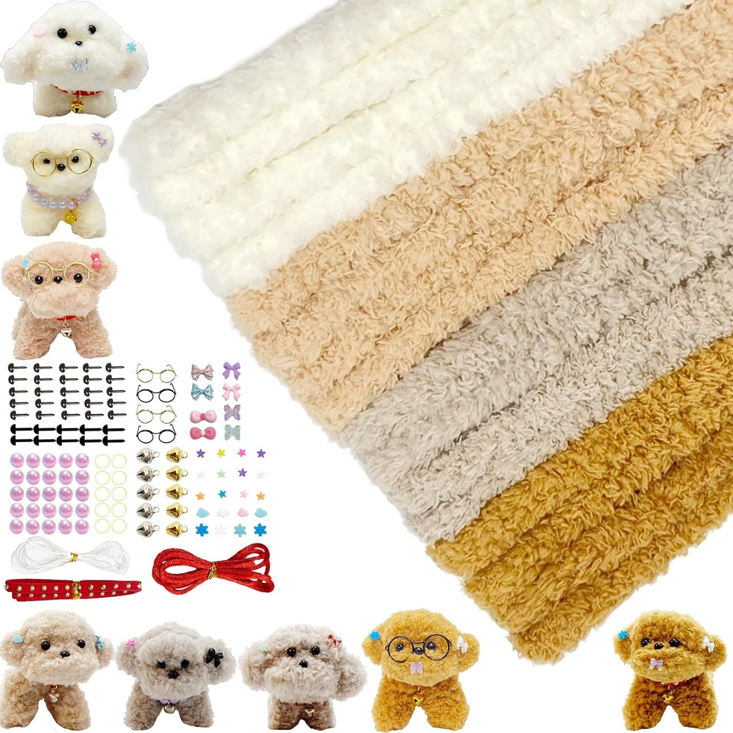 8 Chenille Stems Thick Pipe Cleaners Pastel Craft with 100+ Accessories- Fluffy Fuzzy Sticks for DIY Animal Crafts, Festival Decoration - Handmade Birthday Gift Set (39