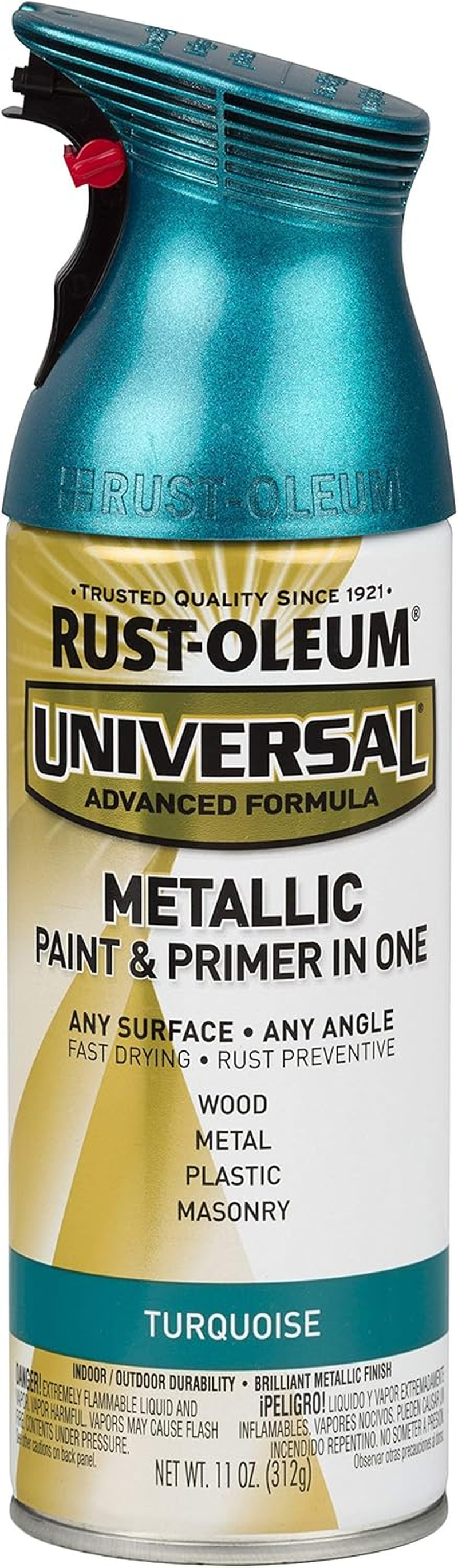 Rust-Oleum 330480 Universal All Surface Metallic Spray Paint, 11 Oz, Turquoise