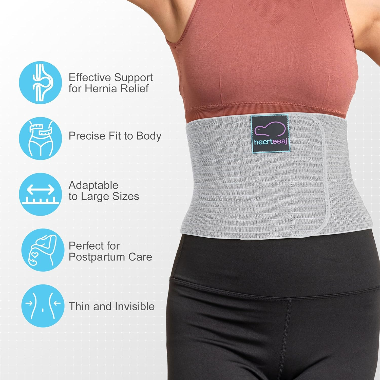 HEERTEEAJ Umbilical Hernia Belt - For Men and Women – Abdominal Hernia Binder... - Picture 4 of 13