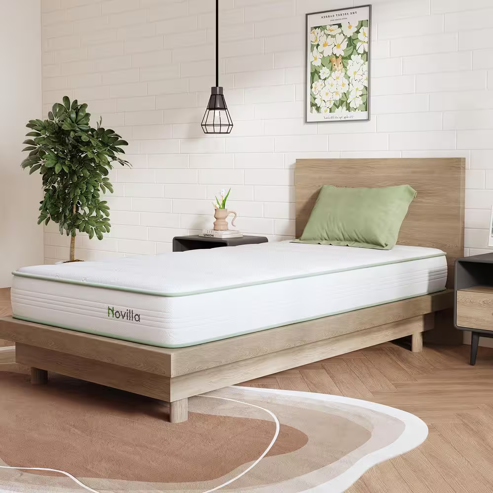 Twin Medium Gel Memory Foam Hybrid Mattress 8 In. Bed-In-A-Box Mattress