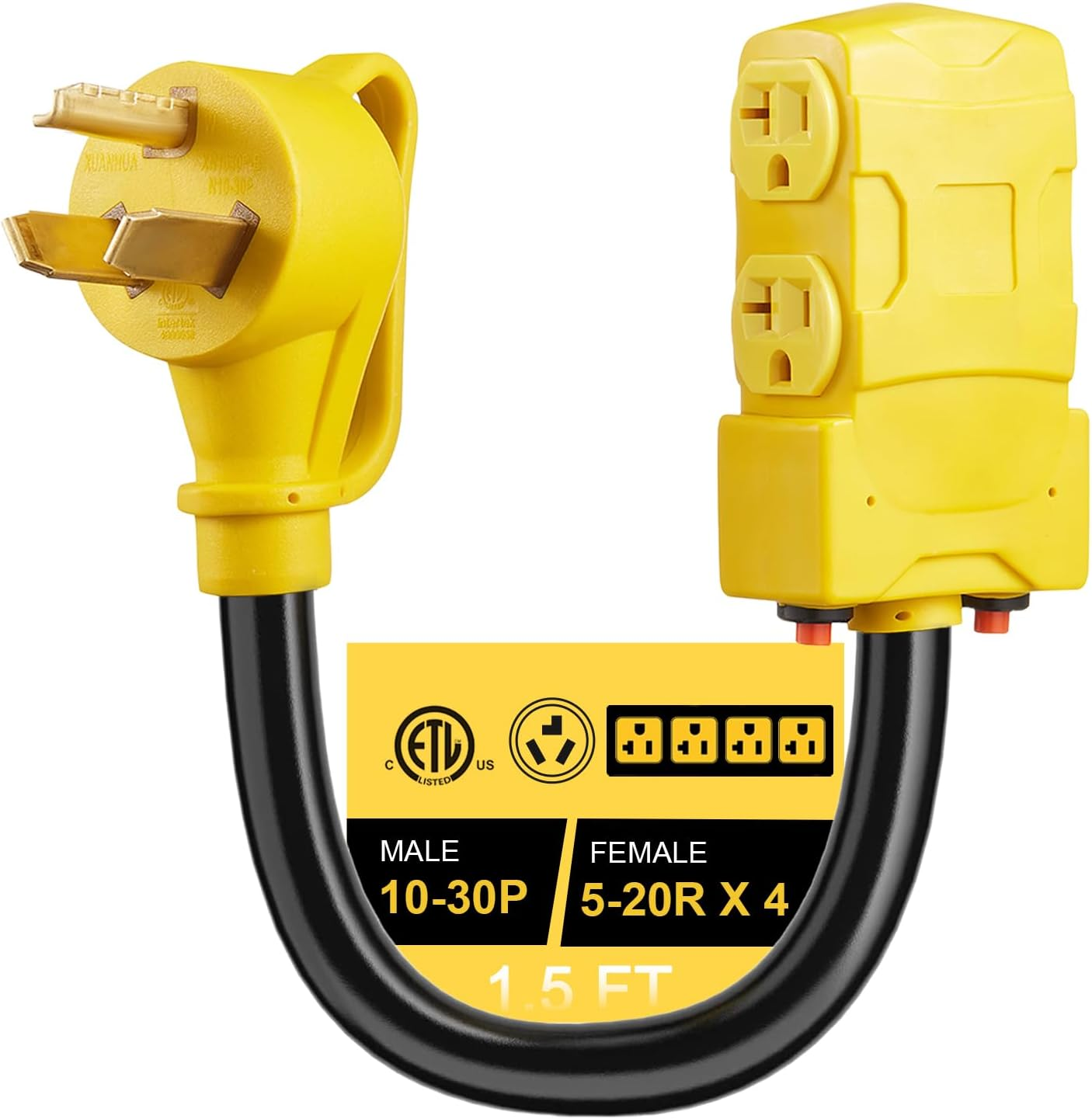 240V to 120V Adapter NEMA 10 30P to 4X 5 20R 5 15R Circuit Breaker