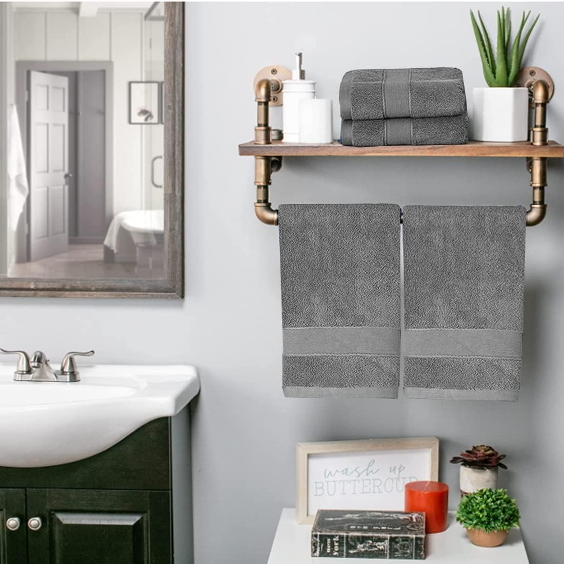 Hand Towels for Bathroom - Cotton Ultra Soft Highly Absorbent Hand Towel 2 Set, Size 14