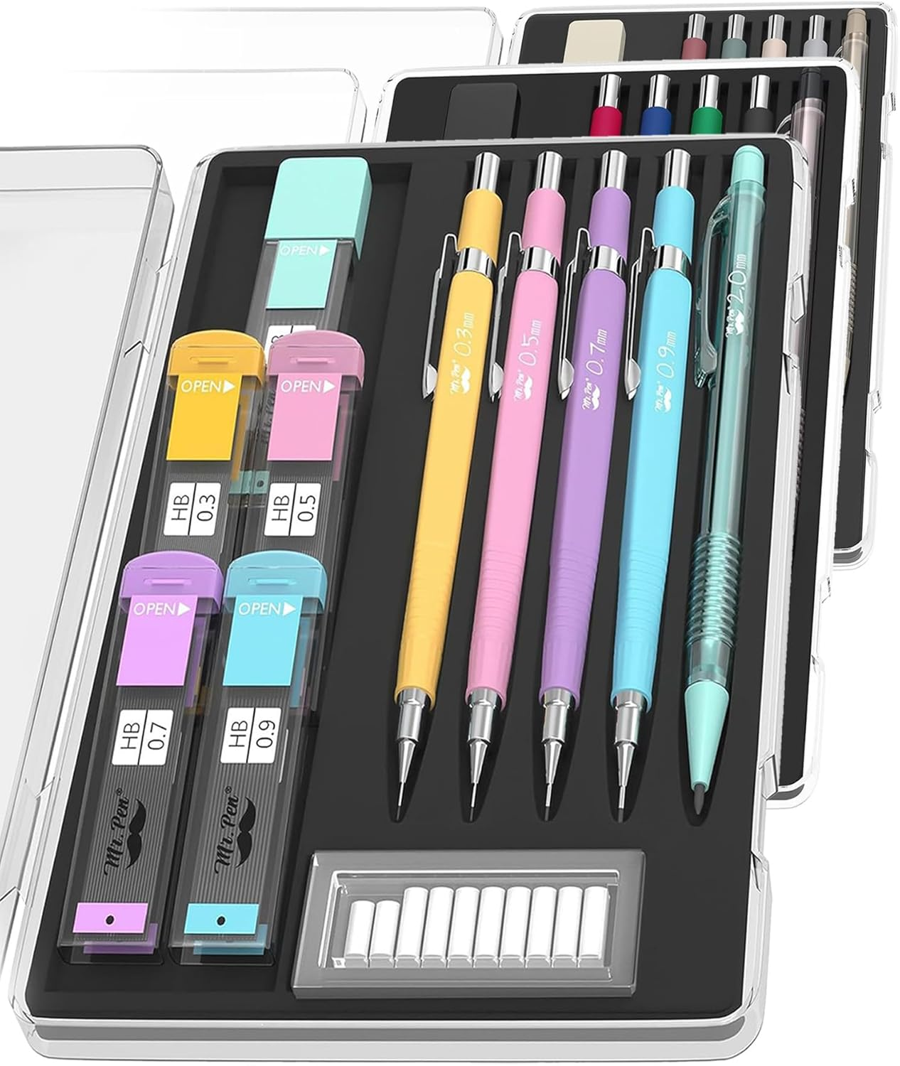 - Pastel Mechanical Pencil Set with Lead and Eraser Refills, 5 Sizes, 0.3, 0.5, 0.7, 0.9, 2Mm, Mechanical Pencils for Drawing and Sketching, Cute Pencils, Mechanical Pencil