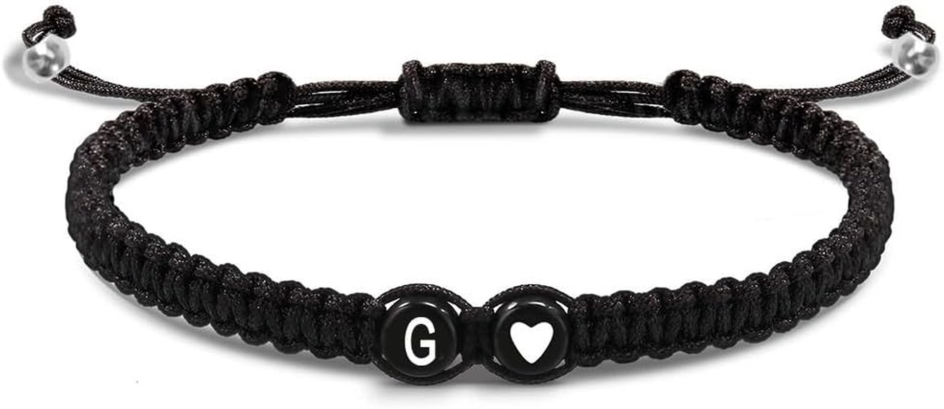 BSLVWG Heart Beaded Matching Couple Bracelets Letter Initial Bracelet for Men Women Adjustable Couple Bracelets Cute Gifts |Couples Gift for Best Friend Bracelets