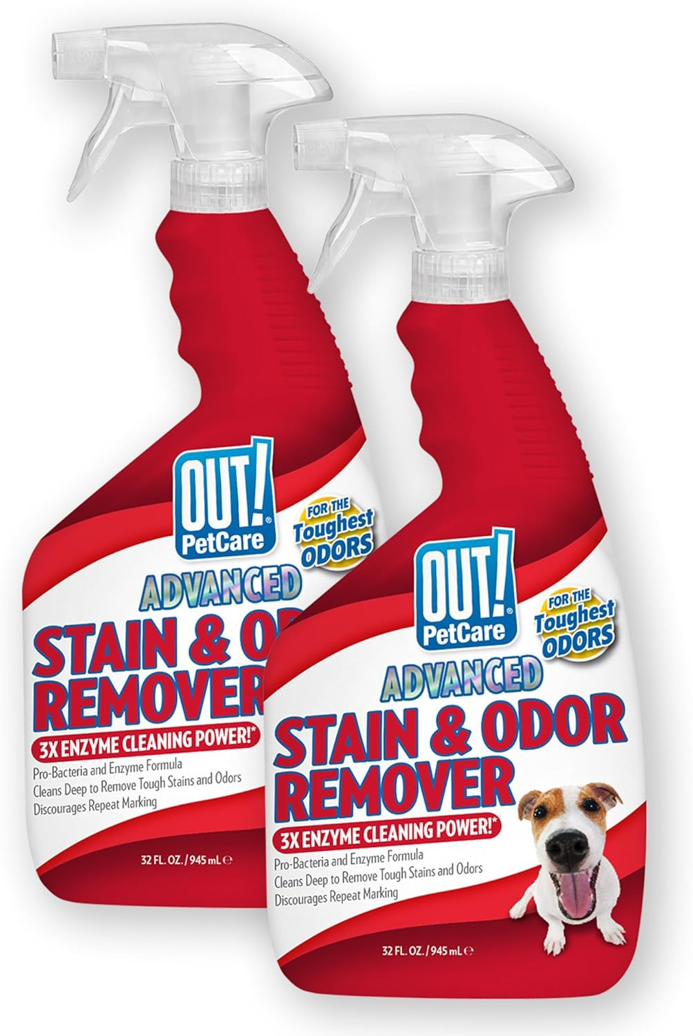 Petcare Pet Odor & Stain Remover Spray, Carpet & Floor Cleaner, Deodorizer for Dogs & Cats, Made in USA, 32 Fl Oz (2 Pack)