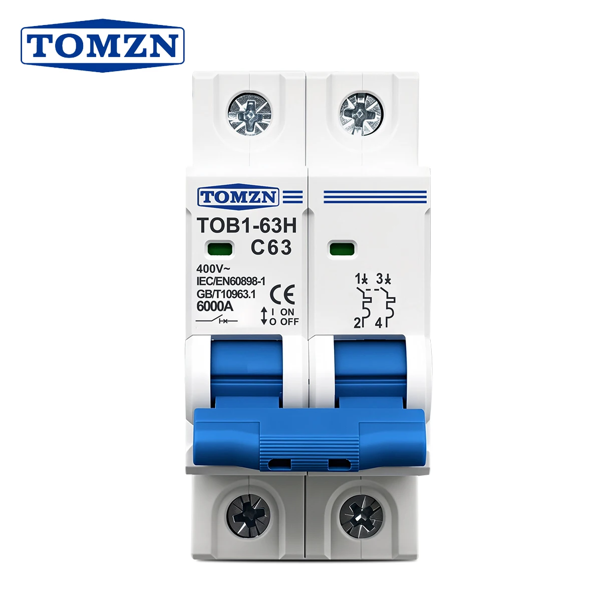 2P 3A 6A 10A 16A 20A 25A 32A 40A 50A 63A 230V/400V~ 50/60Hz Circuit breaker AC MCB Safety Breaker C type