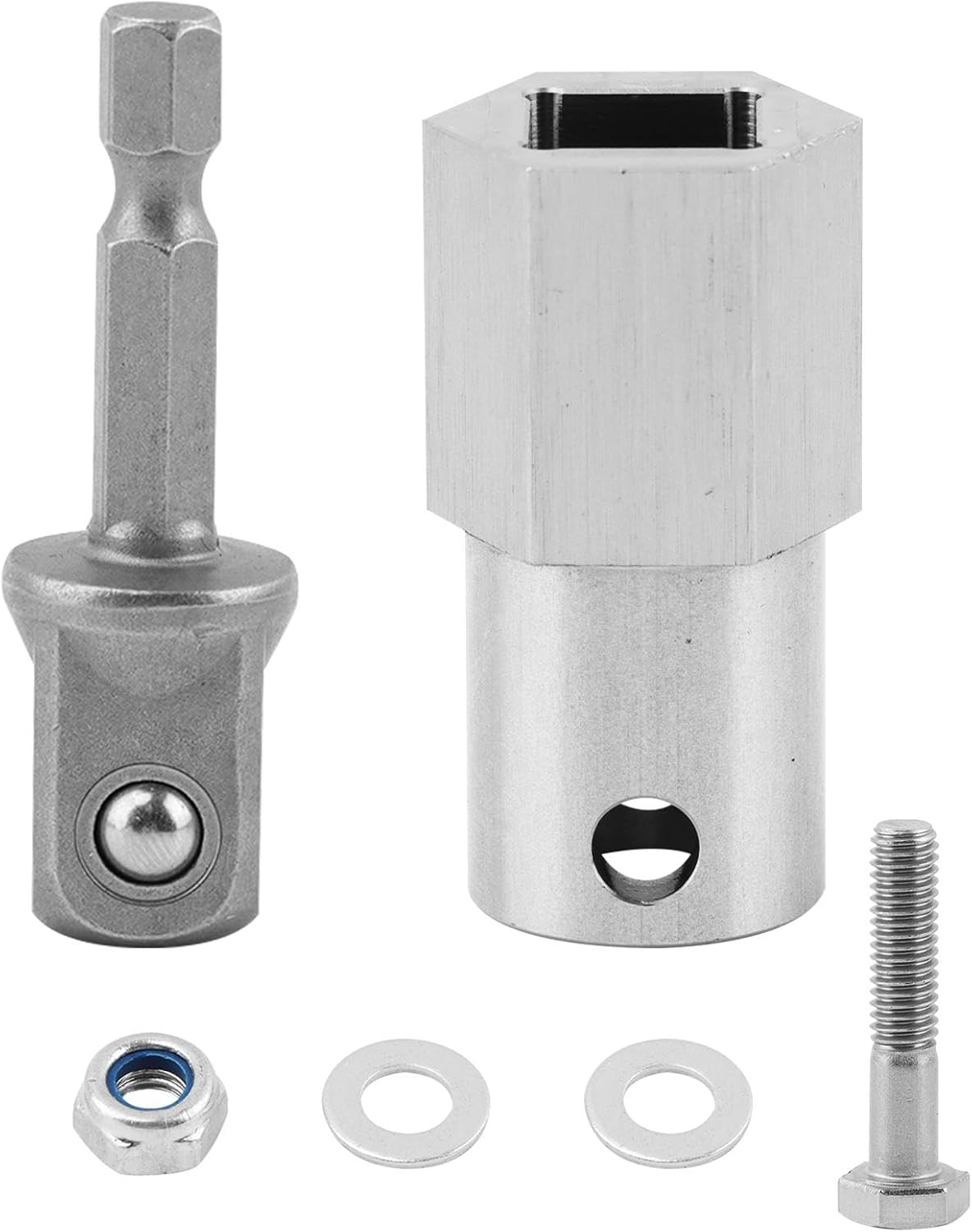 Stainless Steel Top Wind Trailer Jack Crank Handle Cordless Drill Adapter with