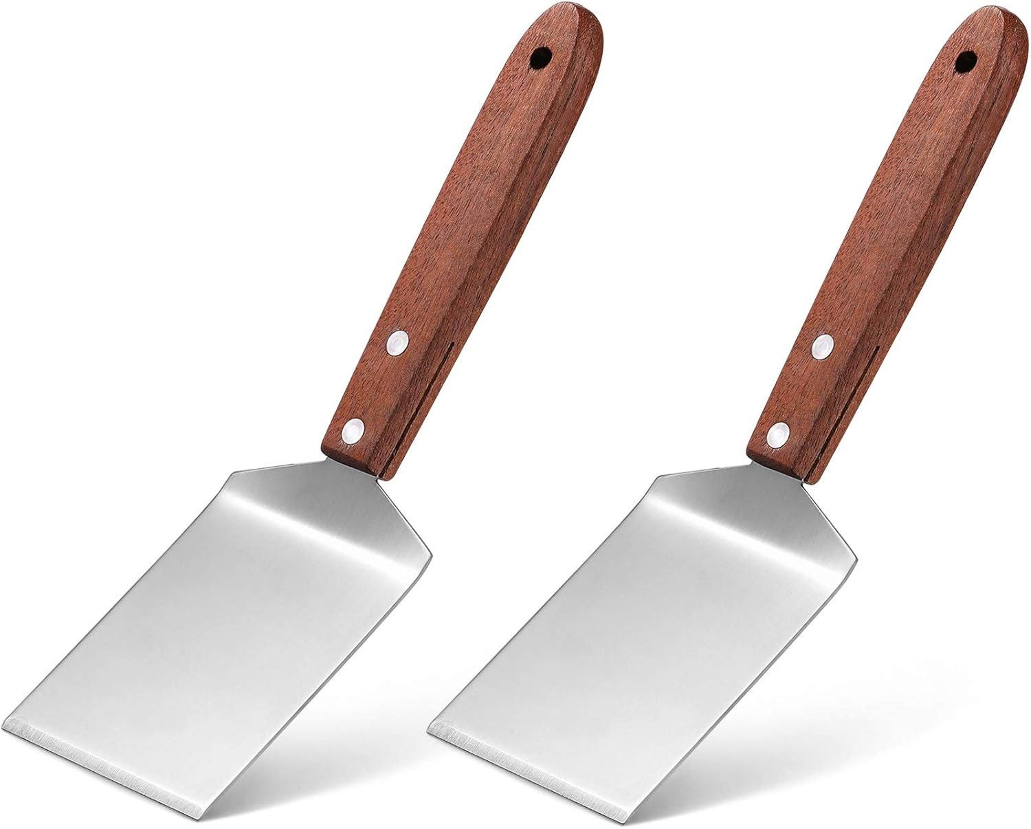 2 PCS Metal Brownie Cookie Spatula Stainless Steel w Wooden Handle Baking Tool