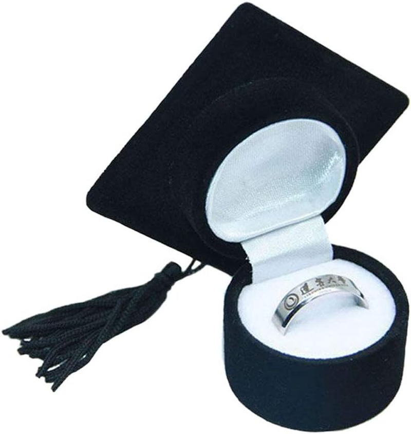 Graduation Cap Shaped Ring Box Creative Jewelry Storage Box Ring Organizer Case Graduation for Celebration Graduation Party Supplies (Black)