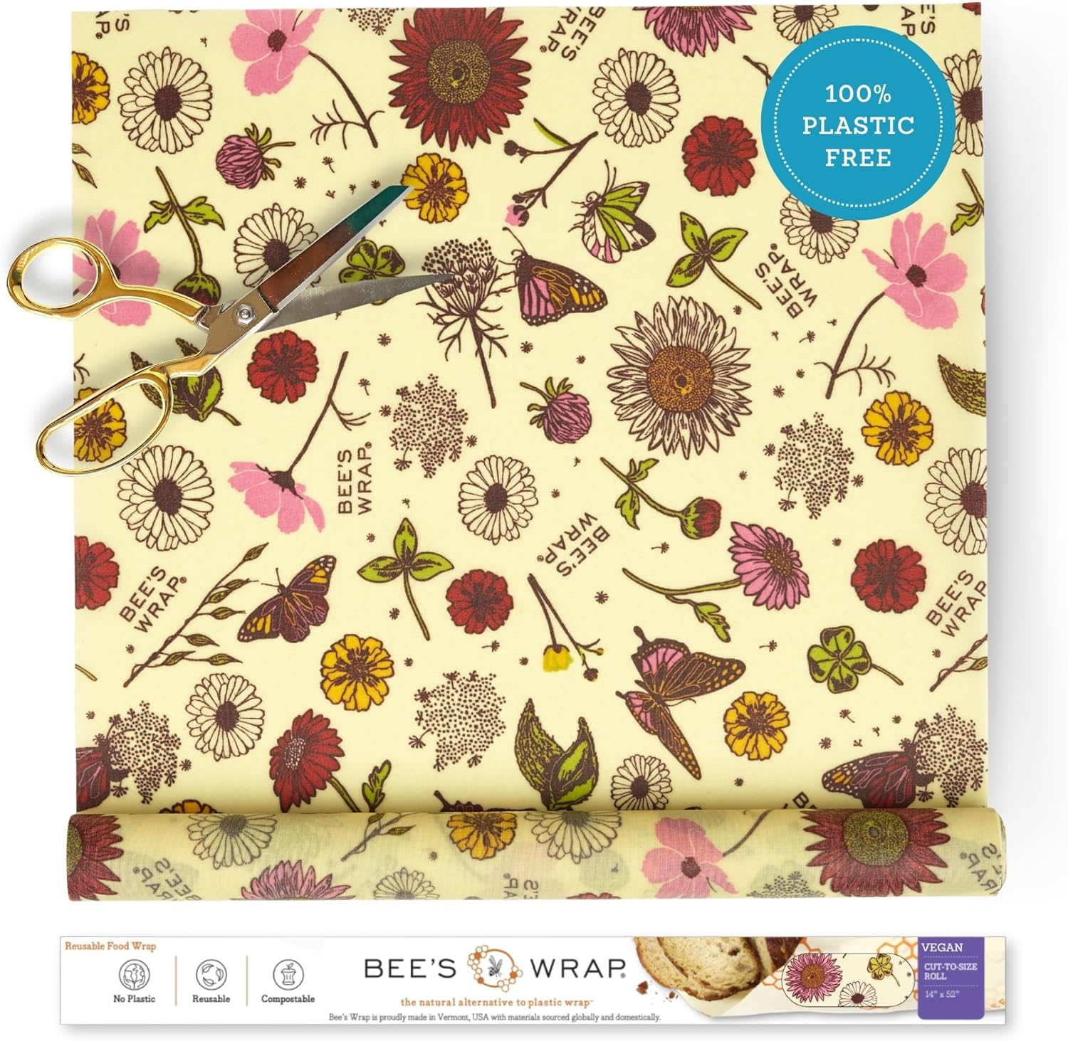 Vegan Beeswax Wraps for Food - Cut to Size 14X52