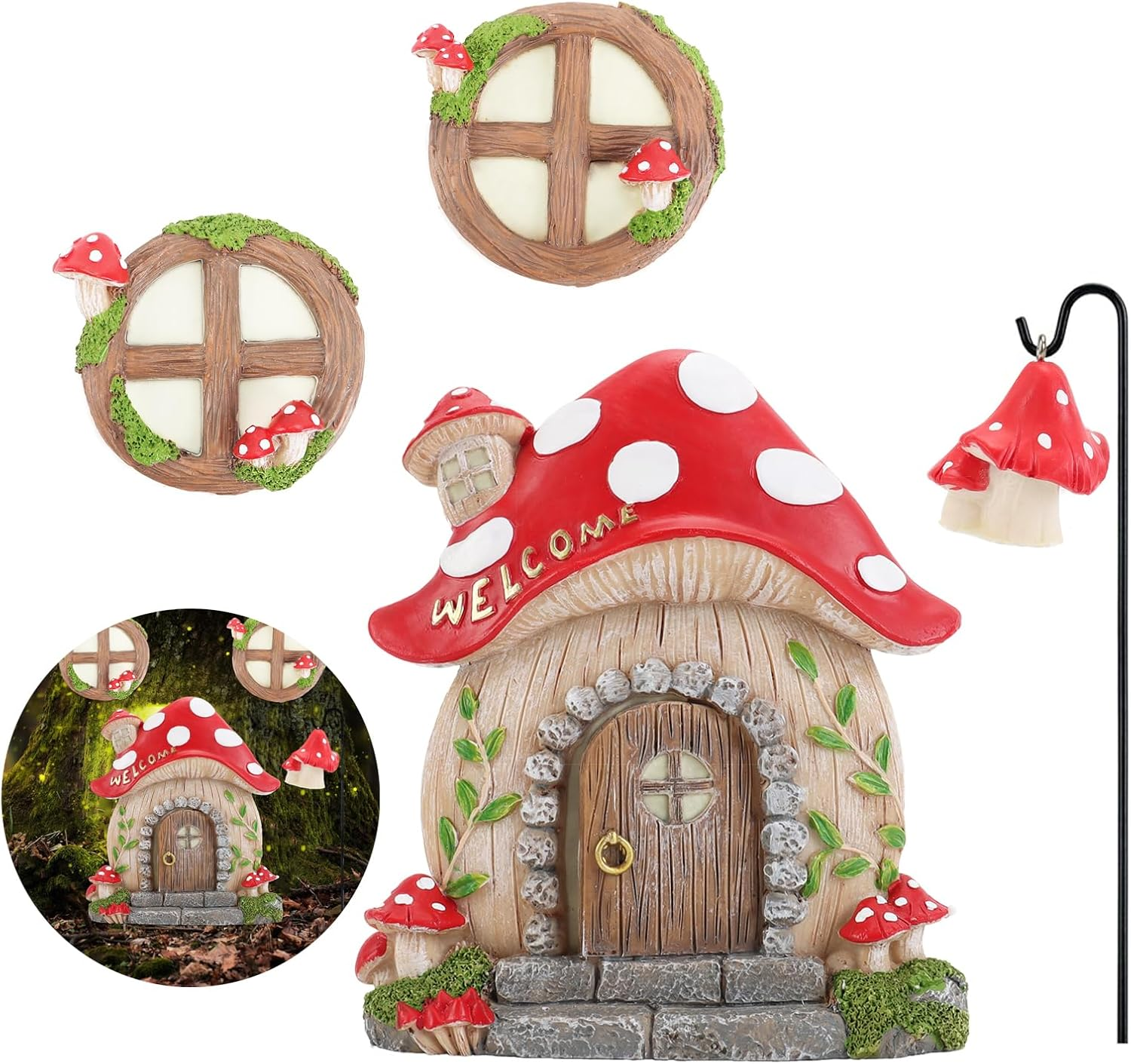Miniature Fairy Garden Accessories Christmas Decorations Mushroom Fairy Door ... - Picture 2 of 15