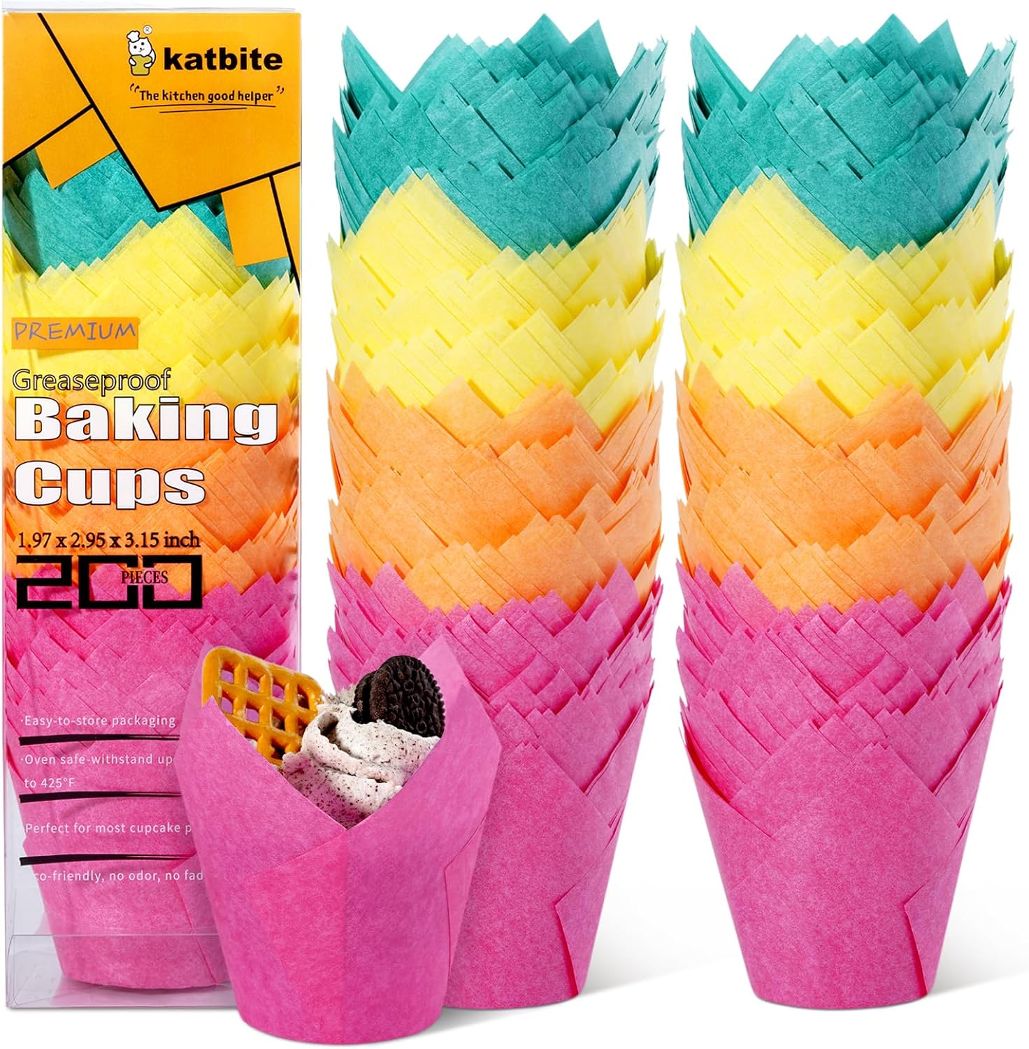Tulip Cupcake Liners 200PCS, Muffin Liners Baking Cups, Cupcake Wrapper for Party, Wedding, Birthday