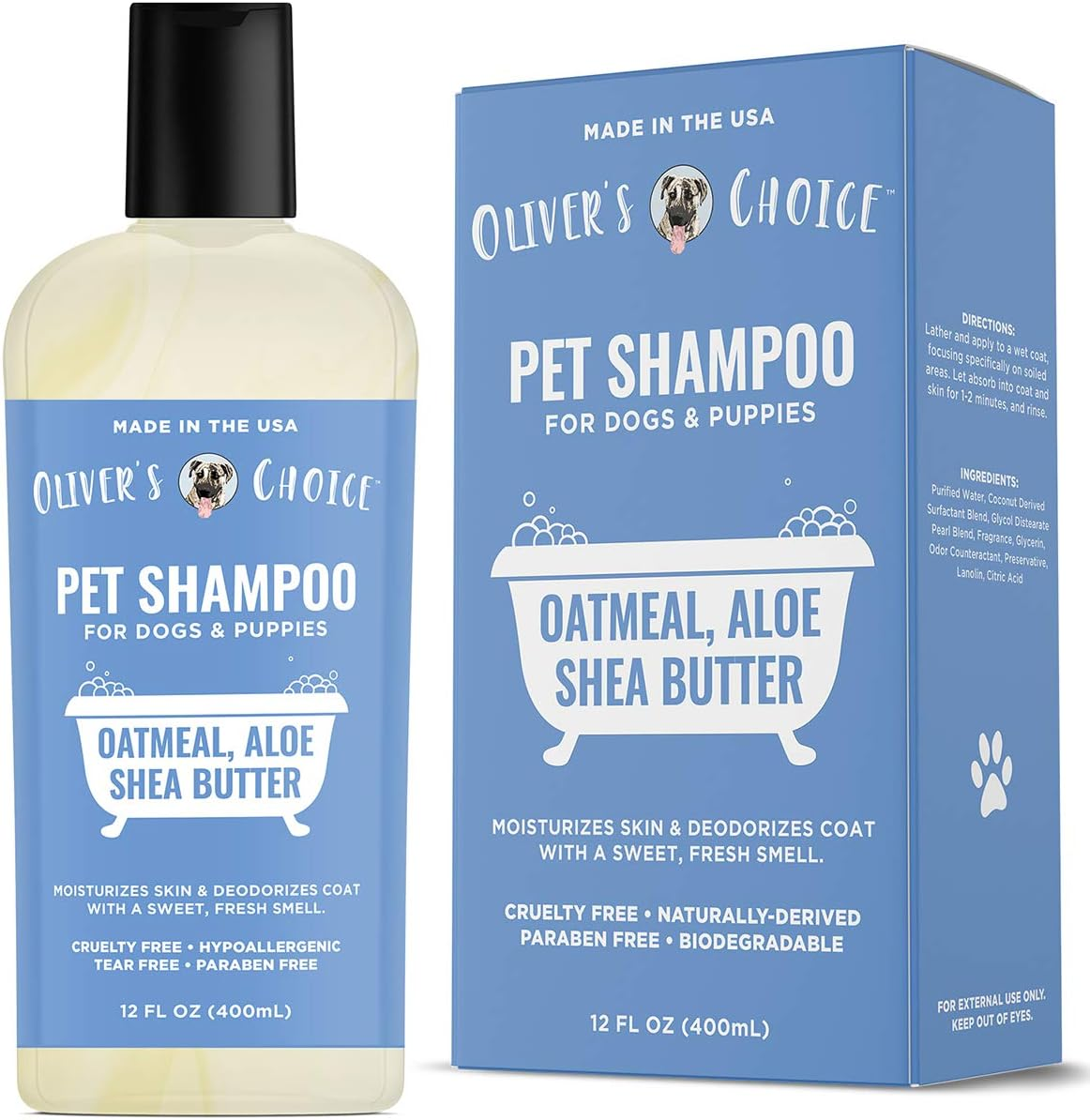 Dog Shampoo with Oatmeal and Aloe. Shea Butter for Smelly Dogs, Puppy Shampoo by Oliver'S Choice 14 Oz