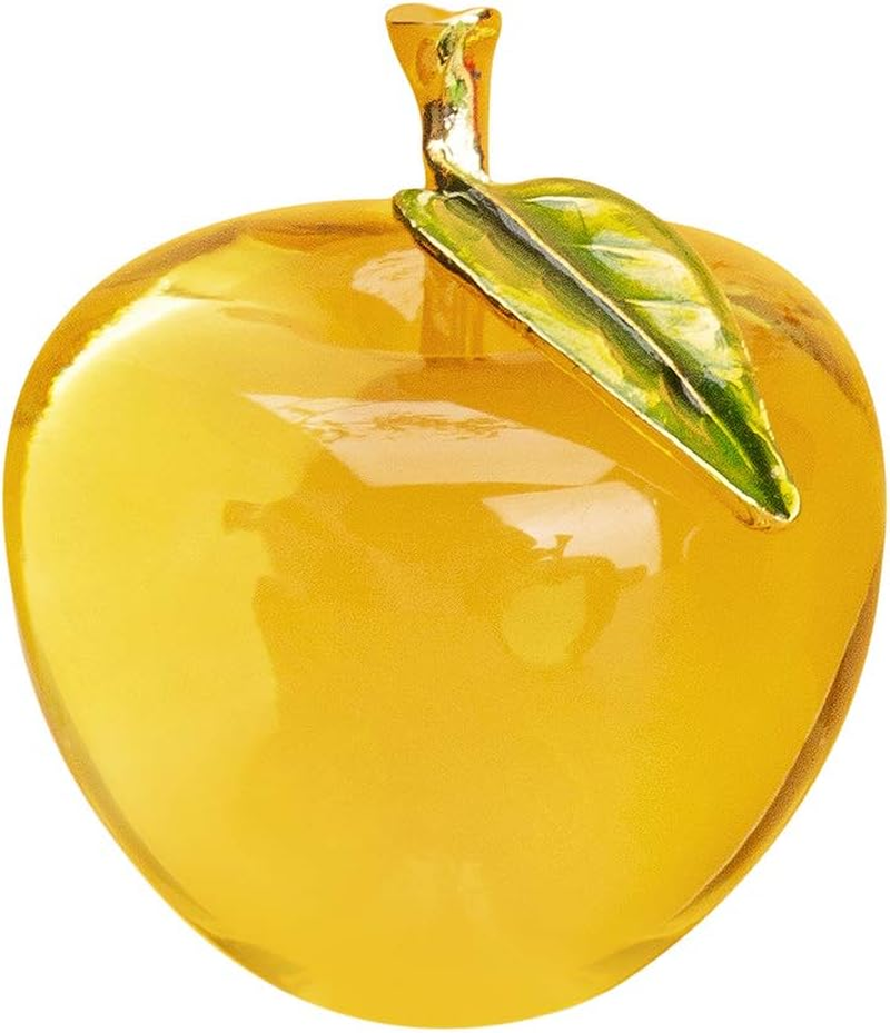 H&D Glaze Crystal Apple Paperweight Craft Decoration (Yellow)