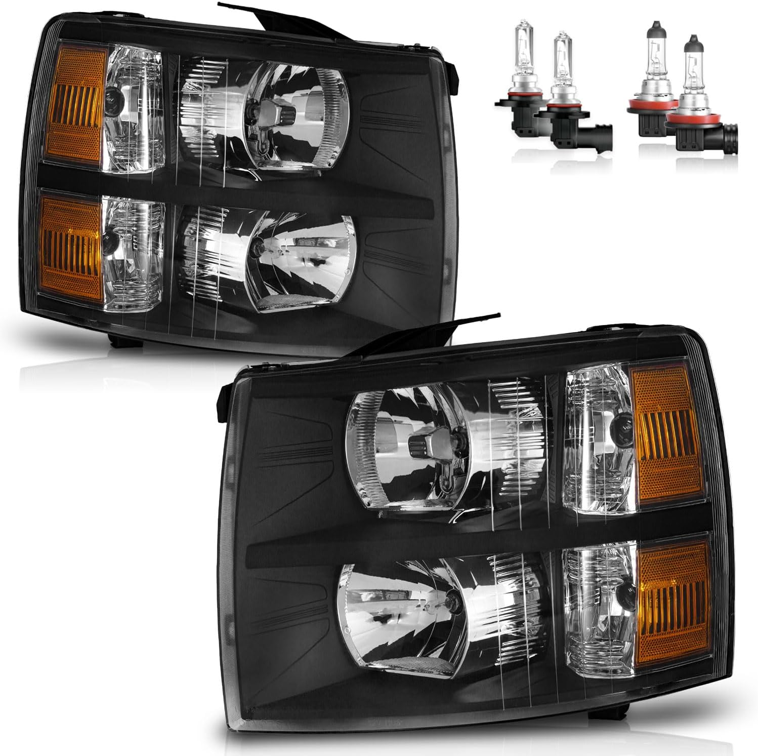 Headlights for 2007-2013 Chevy Silverado 1500 Black Housing