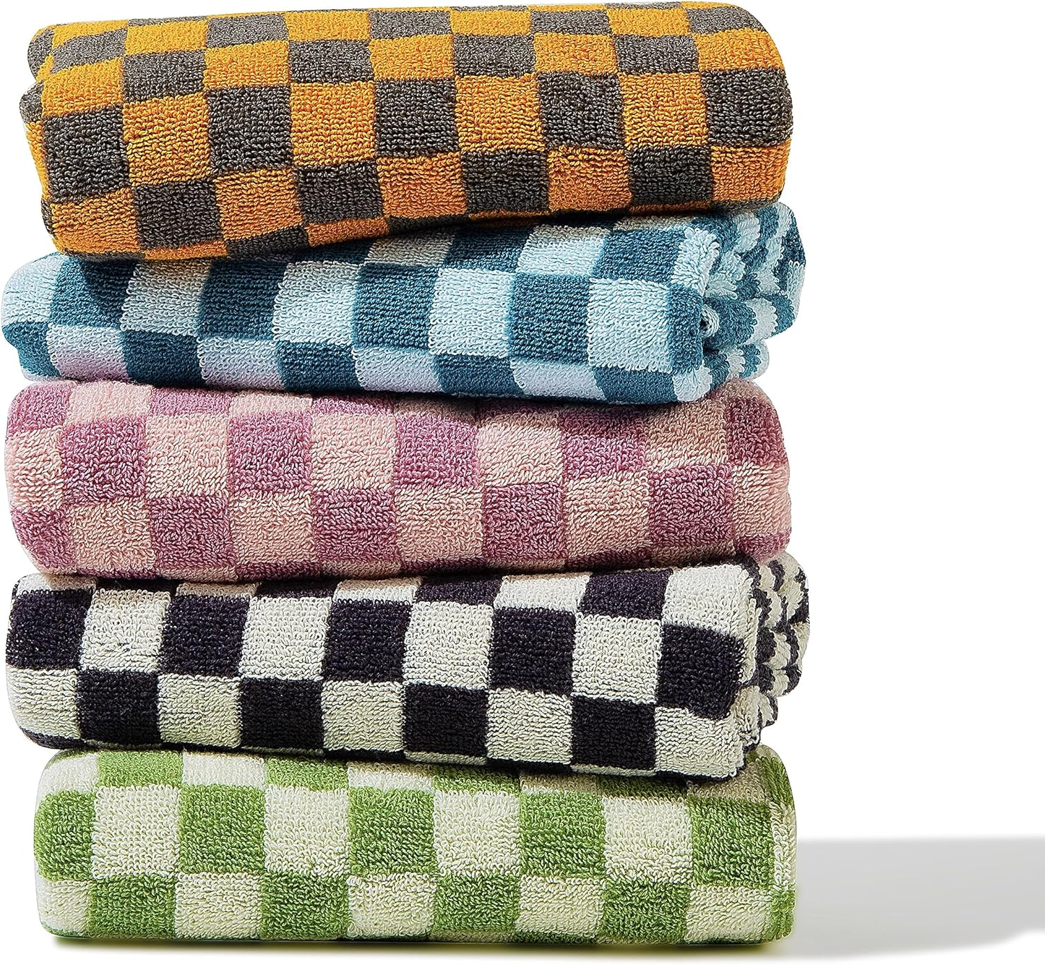 Hand Towels 5 Pack - Cotton Face Towels Soft, Absorbent, and Decorative Checkered Design for Bathroom, Kitchen, Gym, and Spa - 13 X 29 Inches for Any Occasion