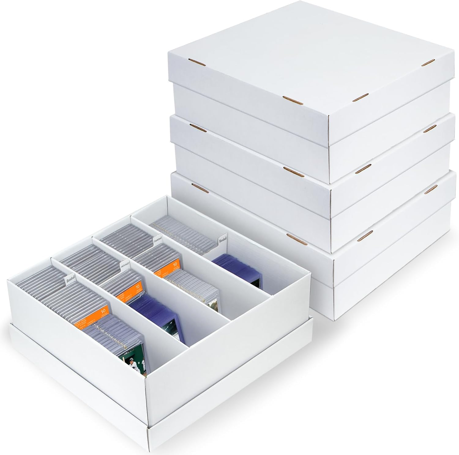 4 Pack Trading Graded Card Storage Box - 4 Rows Graded Card Case Holds 176 PSA Slab Cards, Graded Card, Cardboard Holder Organizer Boxes with Dividers for Sport Cards PSA/GMA/CSG/SGC/HGA/MTG