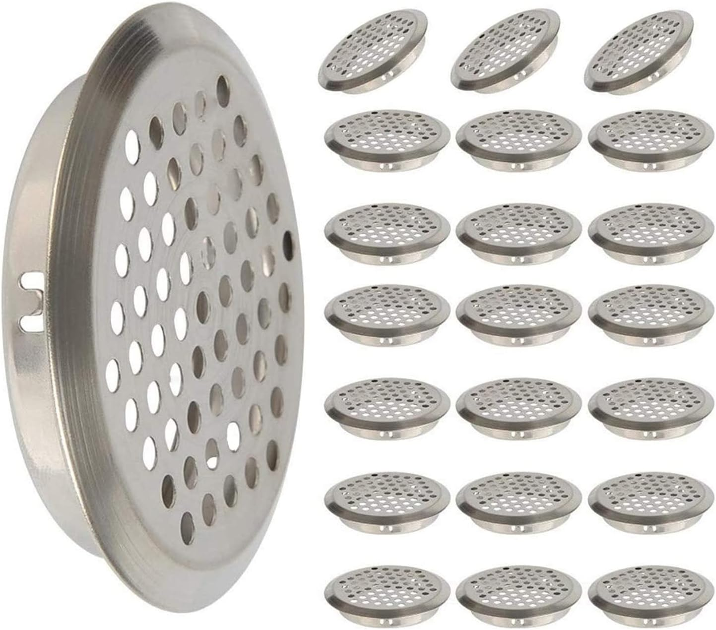 XMHF 20Pcs Air Vents 2 Inch Circular Soffit Vent Stainless Steel round Vent Mesh Hole Louver for Kitchen, Bathroom, Cabinet, Wardrobe and Shoe Cabinet