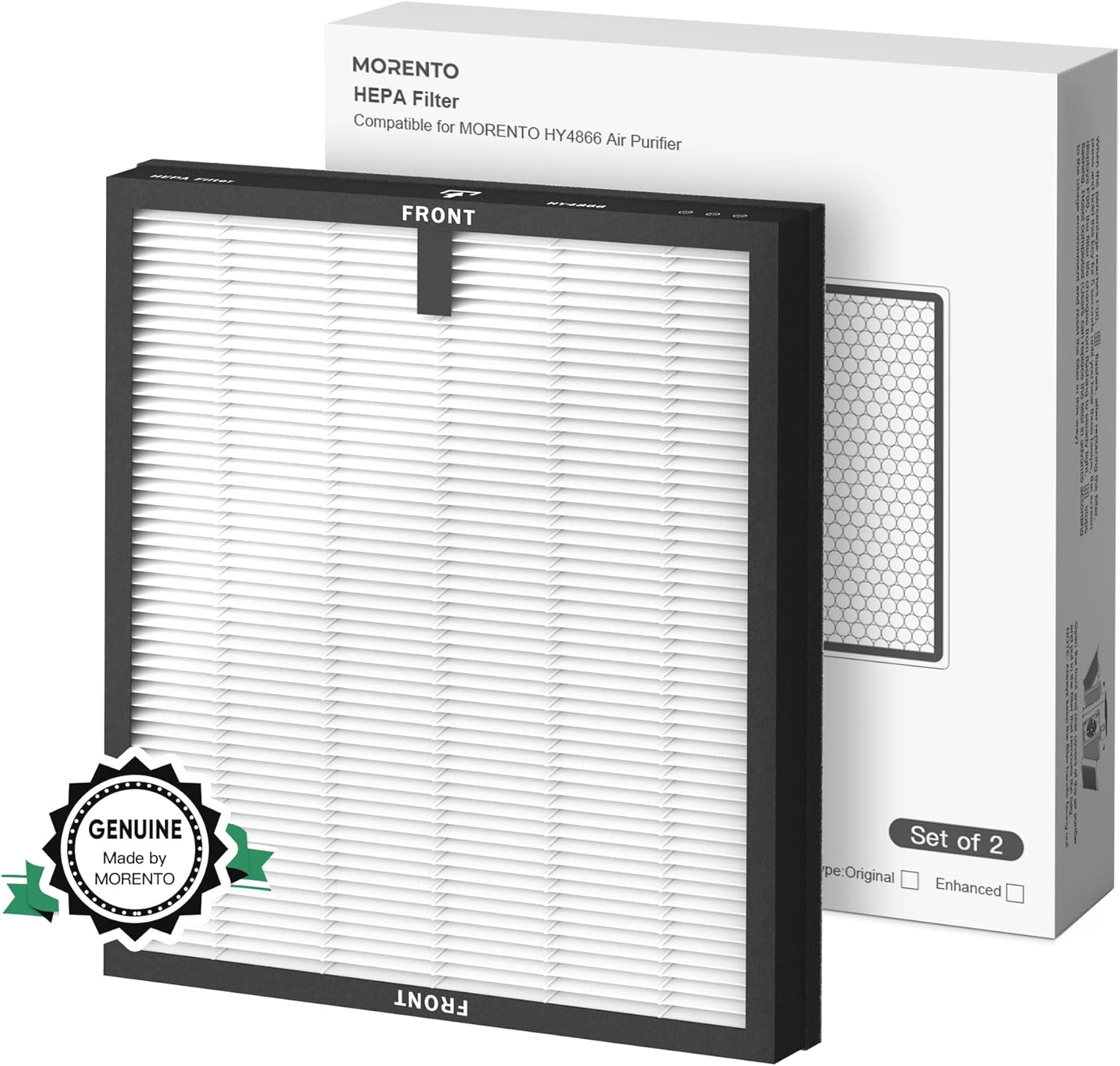 2 Pack HY4866 Genuine Air Purifier Replacement Filter for HY4866 Air Purifer, Original Version