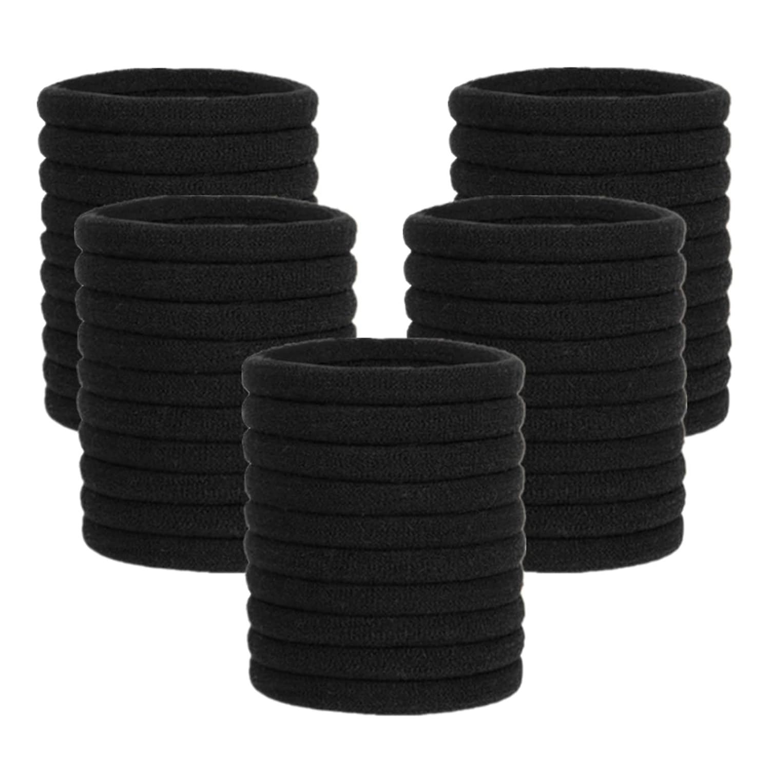100 Pcs Elastic Hair Ties, Thick Seamless Hair Bands No Damage Soft Ponytail Holders Hair Accessories for Girls Women, Black