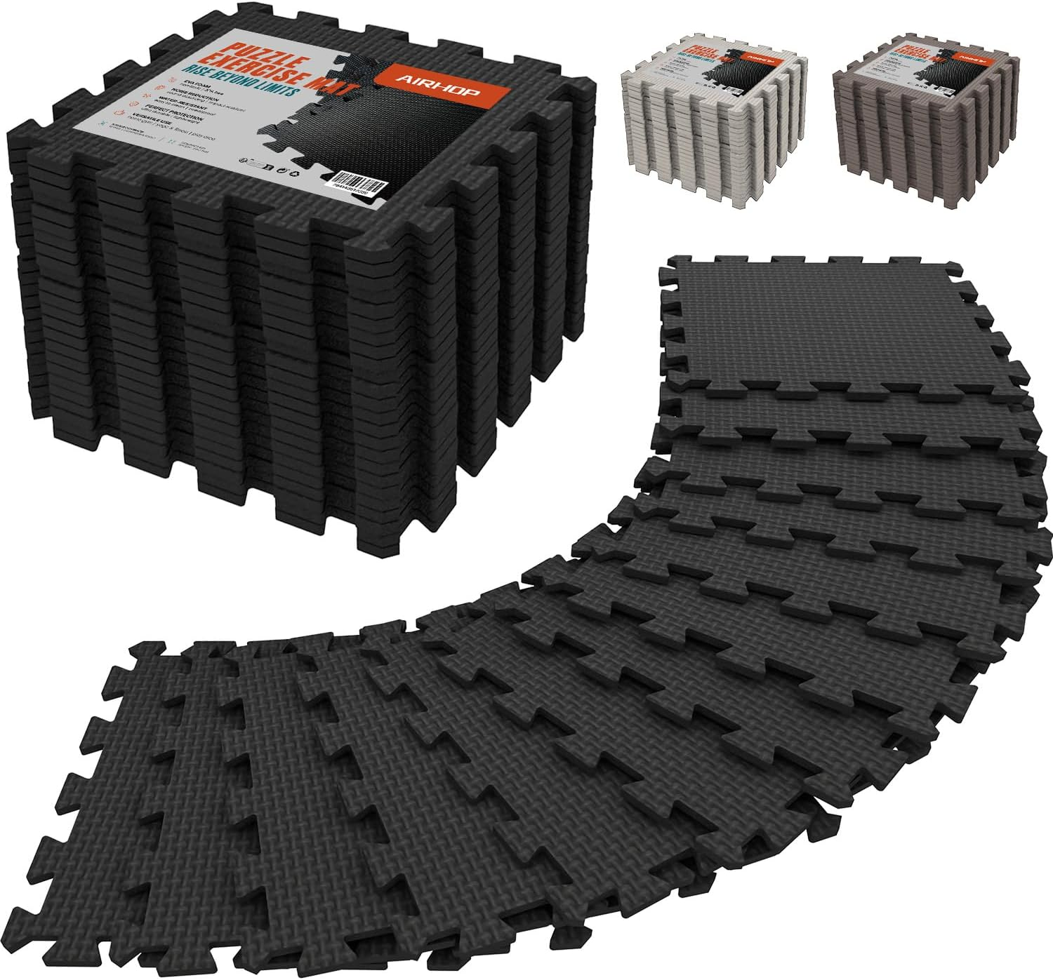 18 Tiles Gym Floor Mat, EVA Foam Puzzle Gym Mat, High-Density Interlocking Foam Floor Tiles for Home Gym, Play Workout Garage Kitchen Flooring