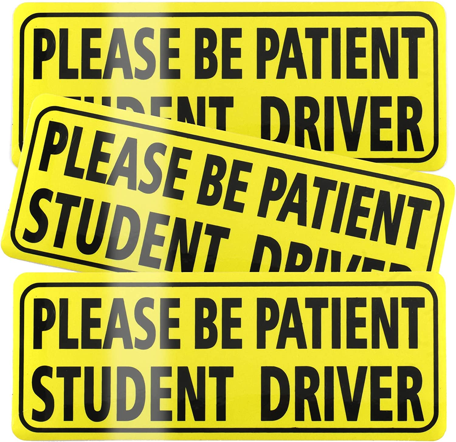 3Pcs Student Driver Sticker for Car, Please Be Patient Student Driver Stickers, New Drivers Sticker,Non Magnetic Reflective Rookie Driver Bumper Sticker(Black)