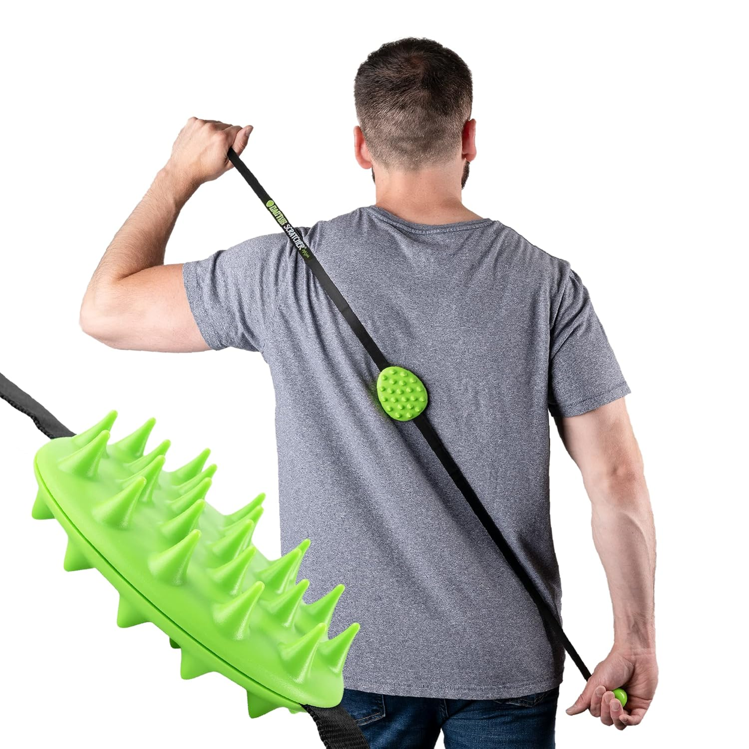 Mini Back Scratcher for Itching Relief, 2-Sides with Aggressive & Soft Spikes, Long Handheld Scratchers for Men & Women, Designed for Accessing Hard-To-Reach Areas - Green