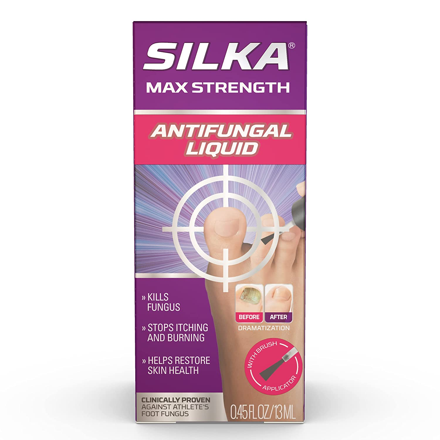 Silka Max Strength Antifungal Liquid with Brush Applicator for Toenail Fungus T