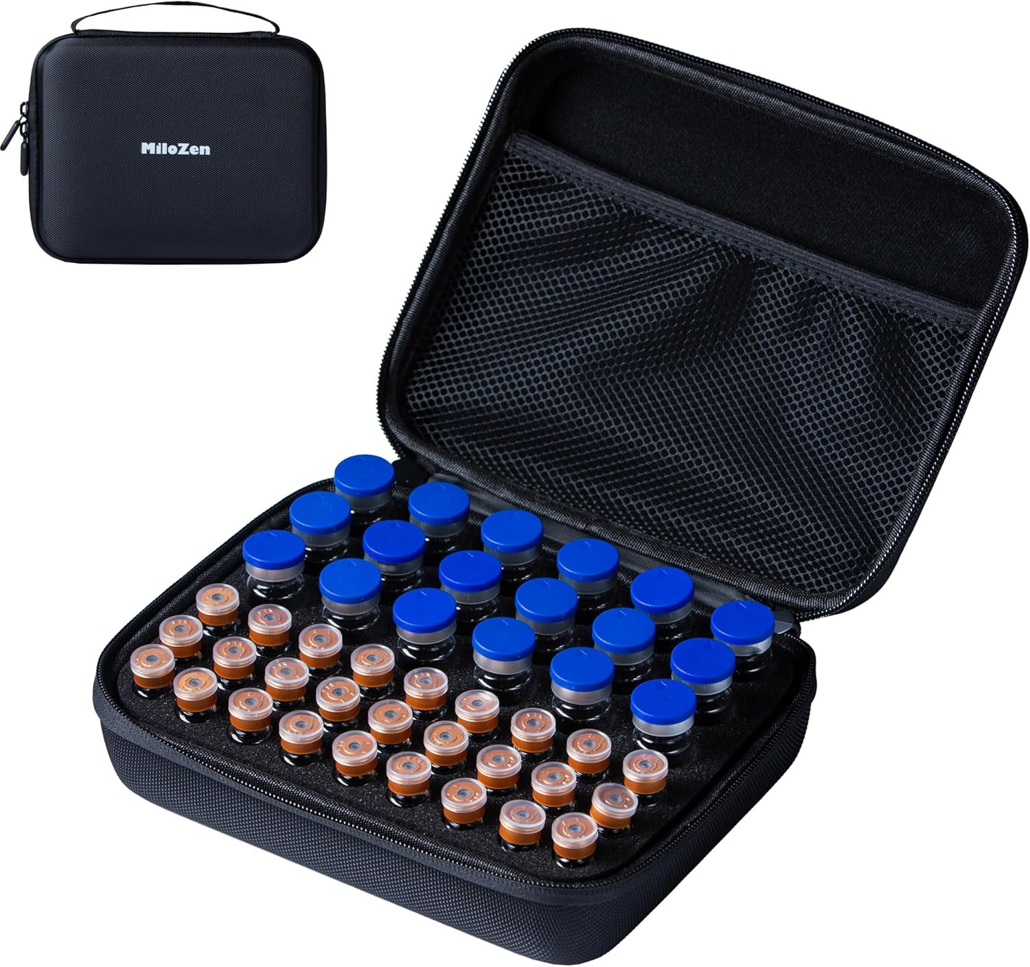 Peptide Case for 1-3Ml Vials & Insulin Vial Case for 5-10Ml Vials, 45 Vials Holder,Not Fit Tall 10Ml Vial,Diabetes Medication Organizer, Black